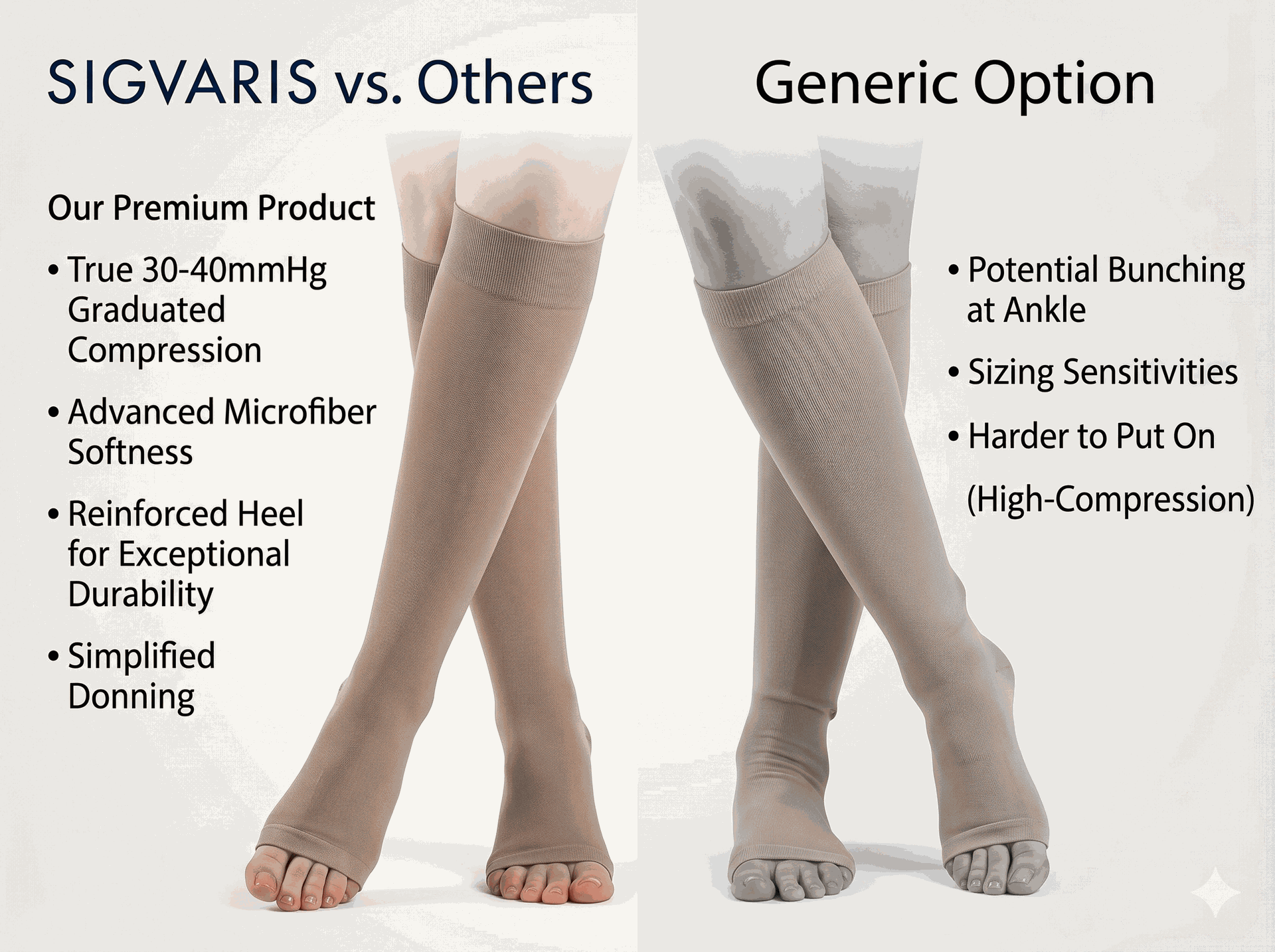 SIGVARIS Womens DYNAVEN 970 Open Toe Calf-High Socks 30-40mmHg