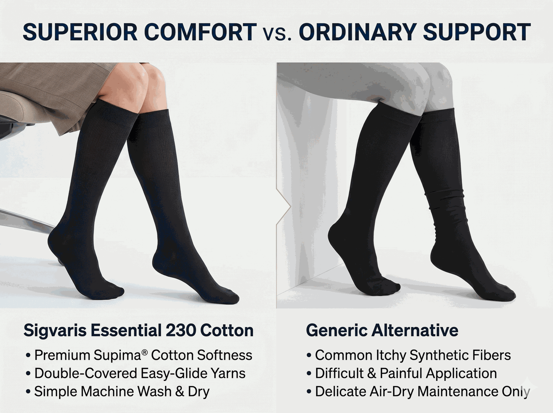 SIGVARIS Womens Essential 232 Cotton Closed Toe Knee Highs 20-30 mmHg - Comfortable Cotton Support for Daily Leg Relief