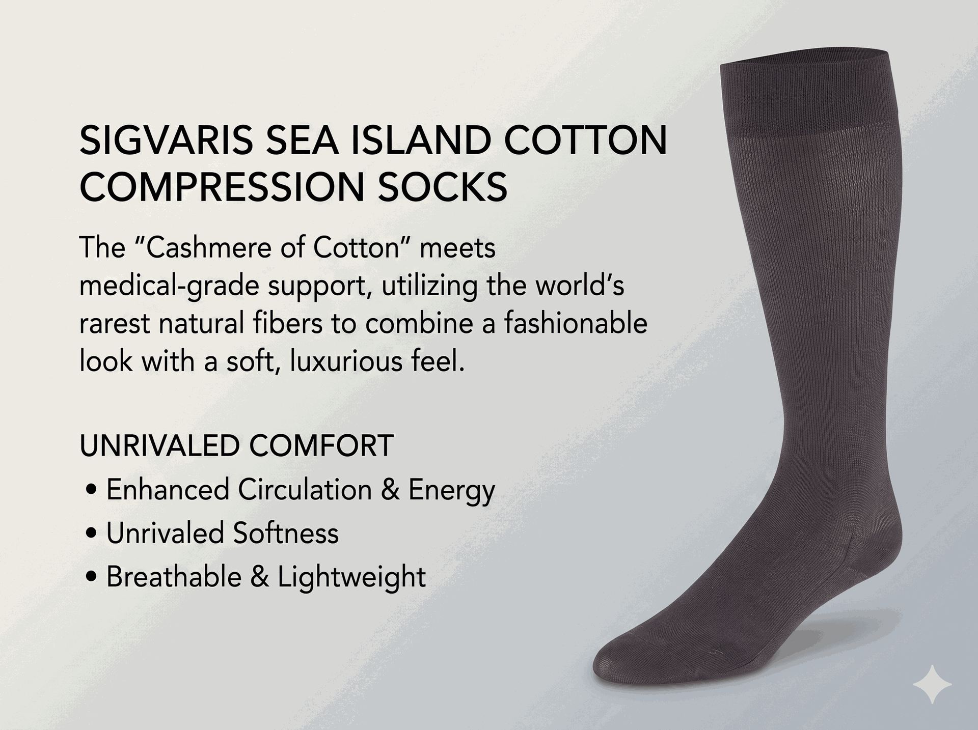 SIGVARIS Womens SEA ISLAND COTTON 151 Calf 15-20mmHg