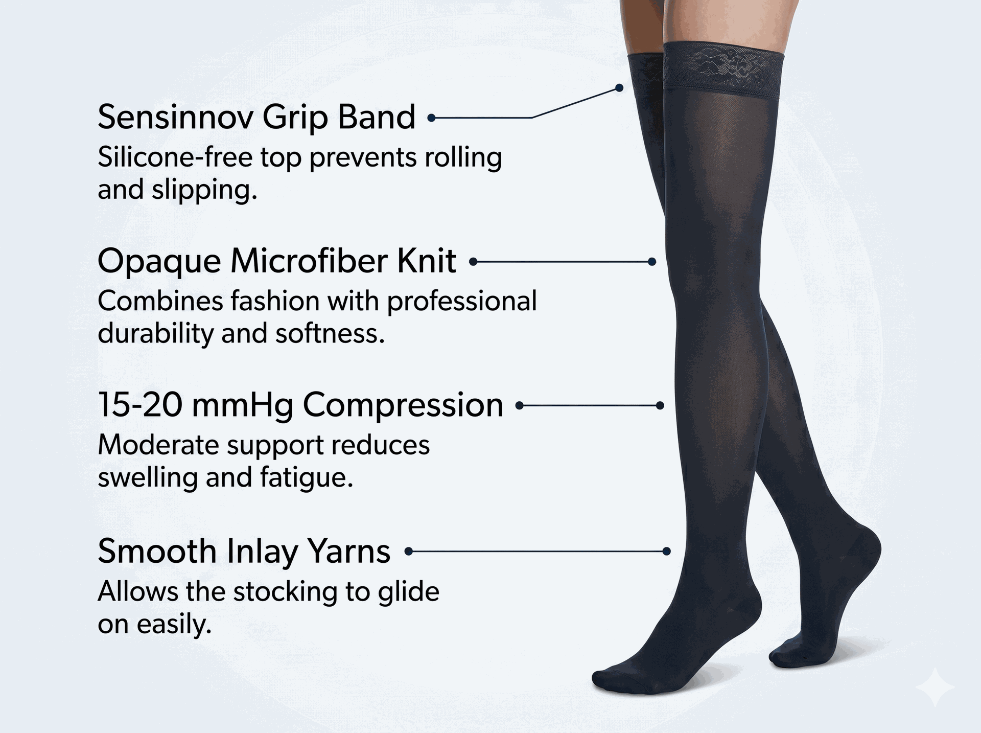 SIGVARIS Womens SOFT OPAQUE 841 Thigh High 15-20mmHg