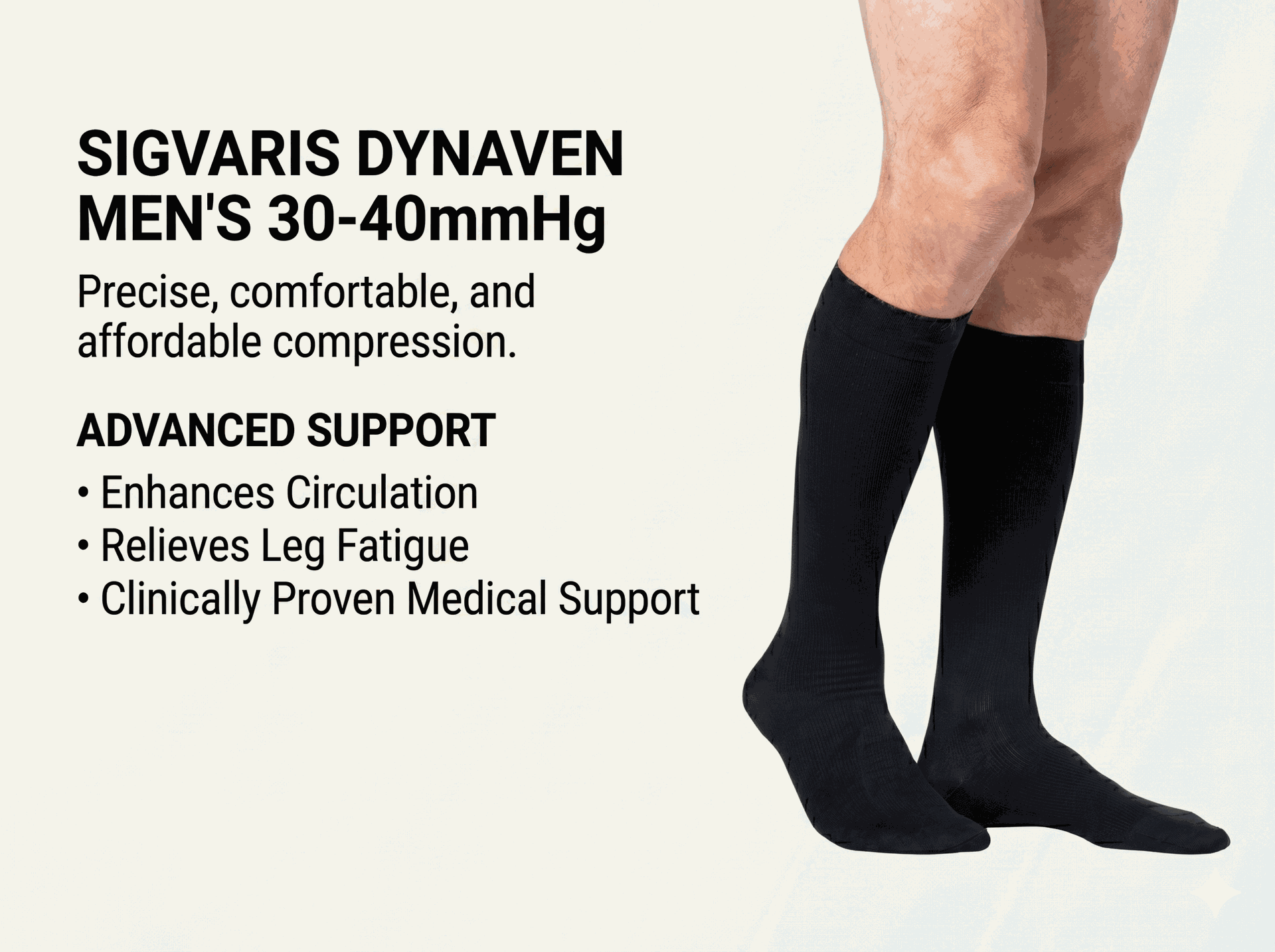 SIGVARIS Men’s DYNAVEN 30-40mmHg Closed Toe Calf-High Compression Socks