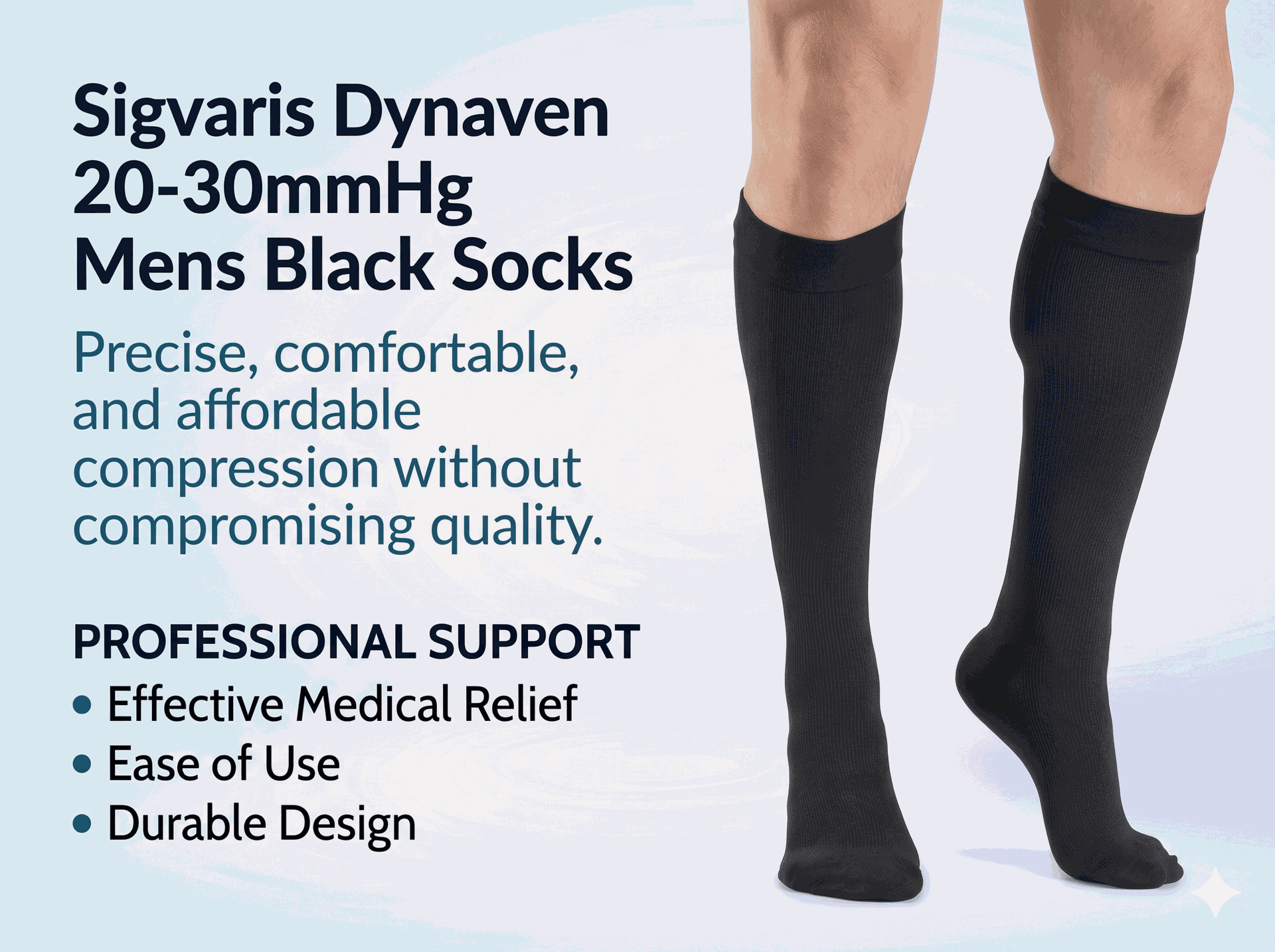 Sigvaris Dynaven 20-30mmHg Mens Black Socks
