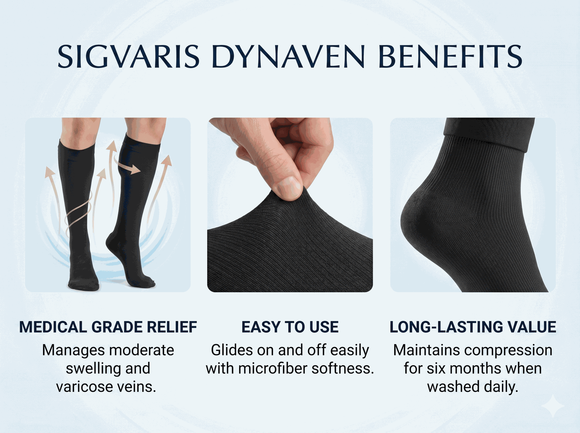 Sigvaris Dynaven 20-30mmHg Mens Black Socks