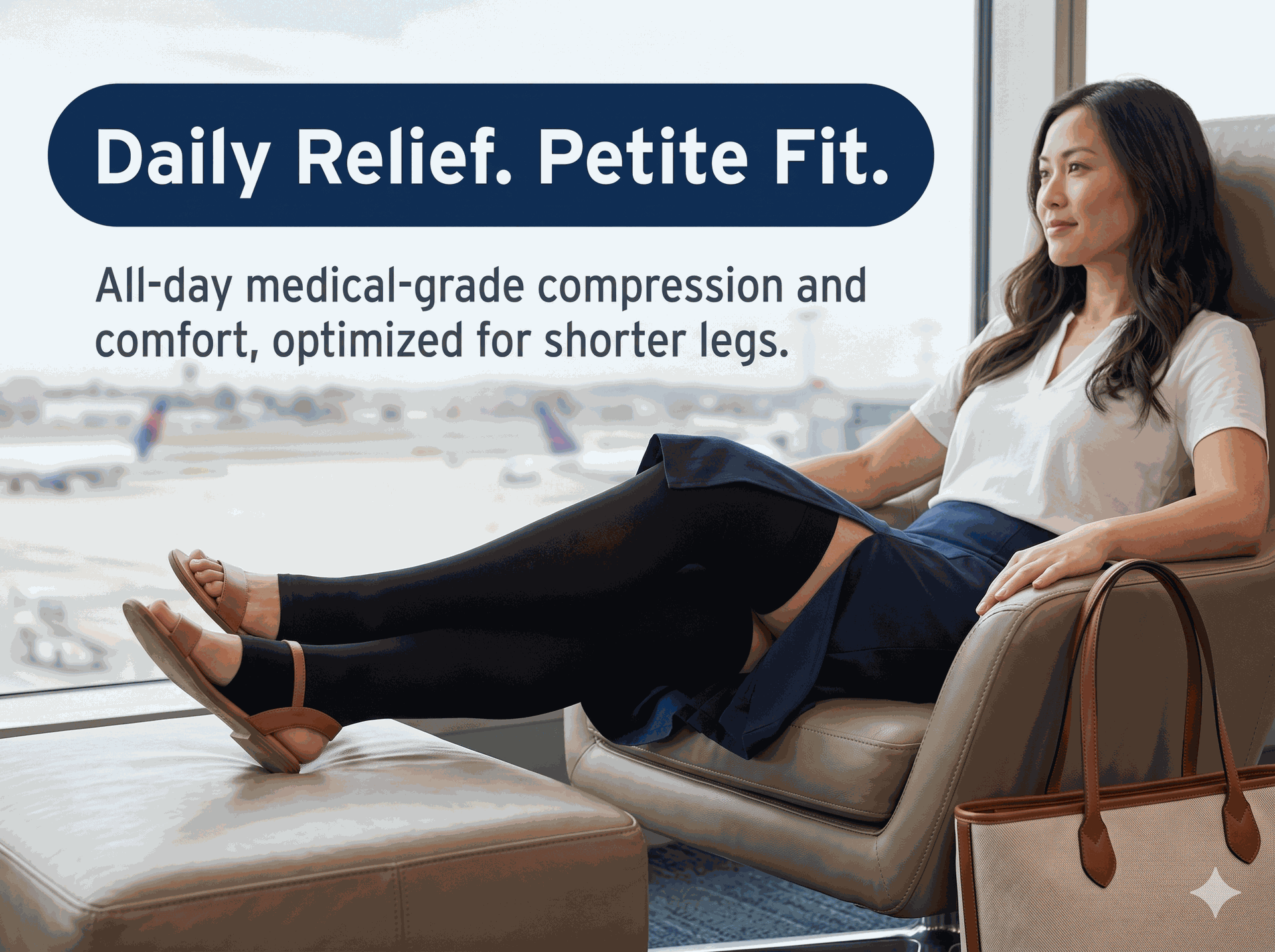 JOBST Relief Thigh High Open Toe 20-30mmHg Compression Stockings with Silicone-Petite
