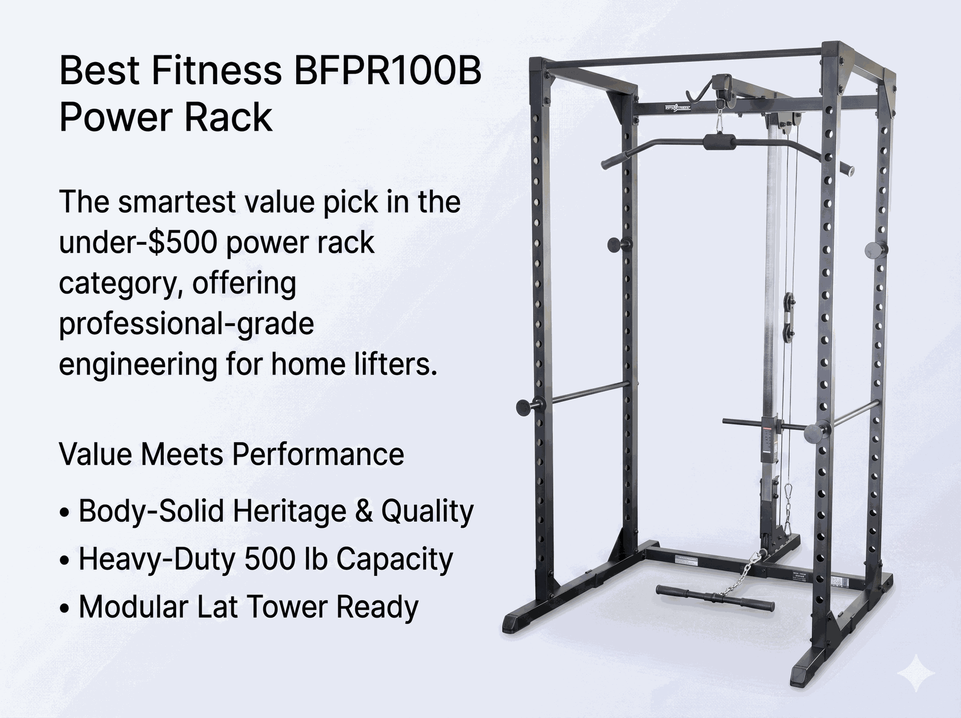 Body-Solid BFLA100B Power Rack Lat Attachment - BLACK
