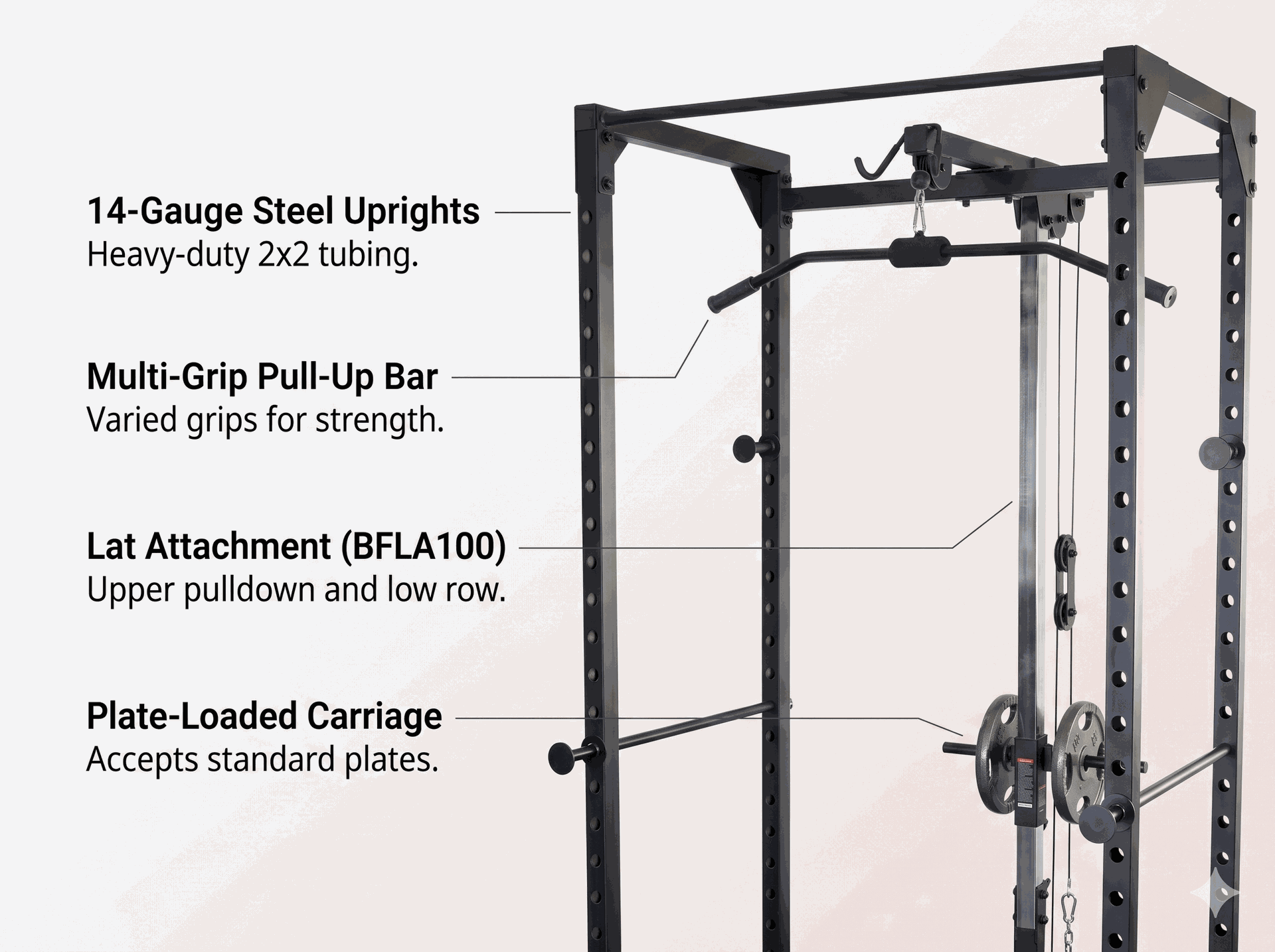 Body-Solid BFLA100B Power Rack Lat Attachment - BLACK