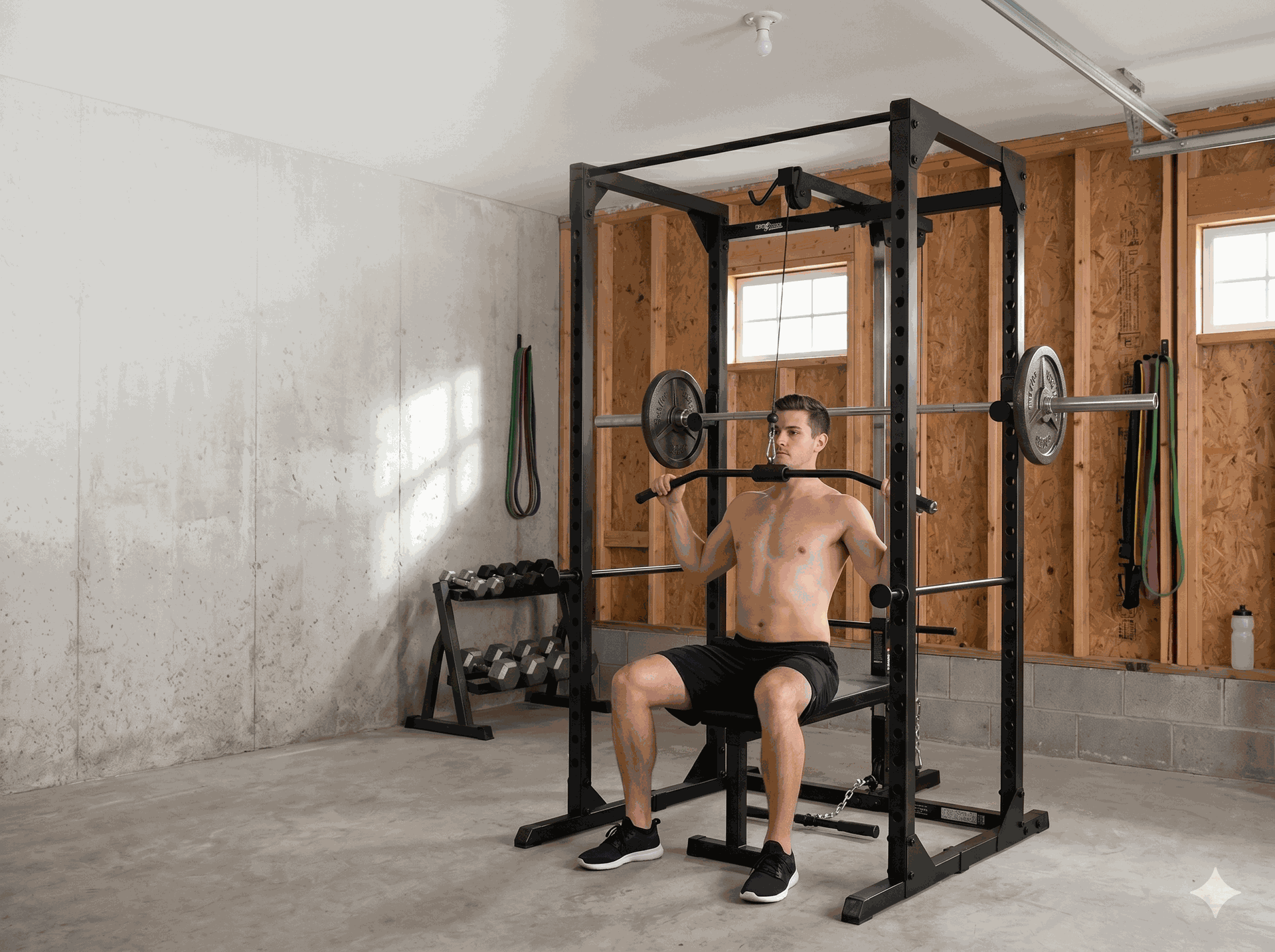 Body-Solid BFLA100B Power Rack Lat Attachment - BLACK