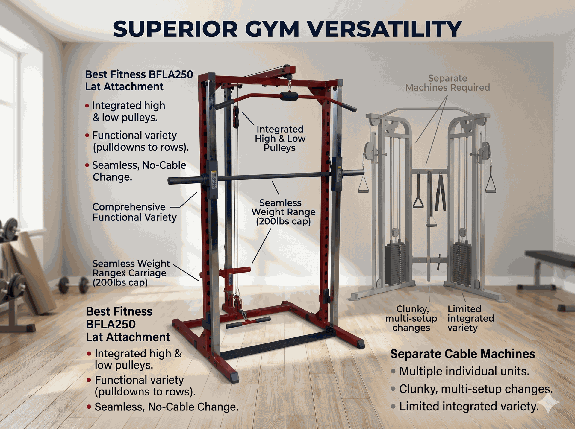 Body-Solid BFLA250 Smith Machine Lat Attachment