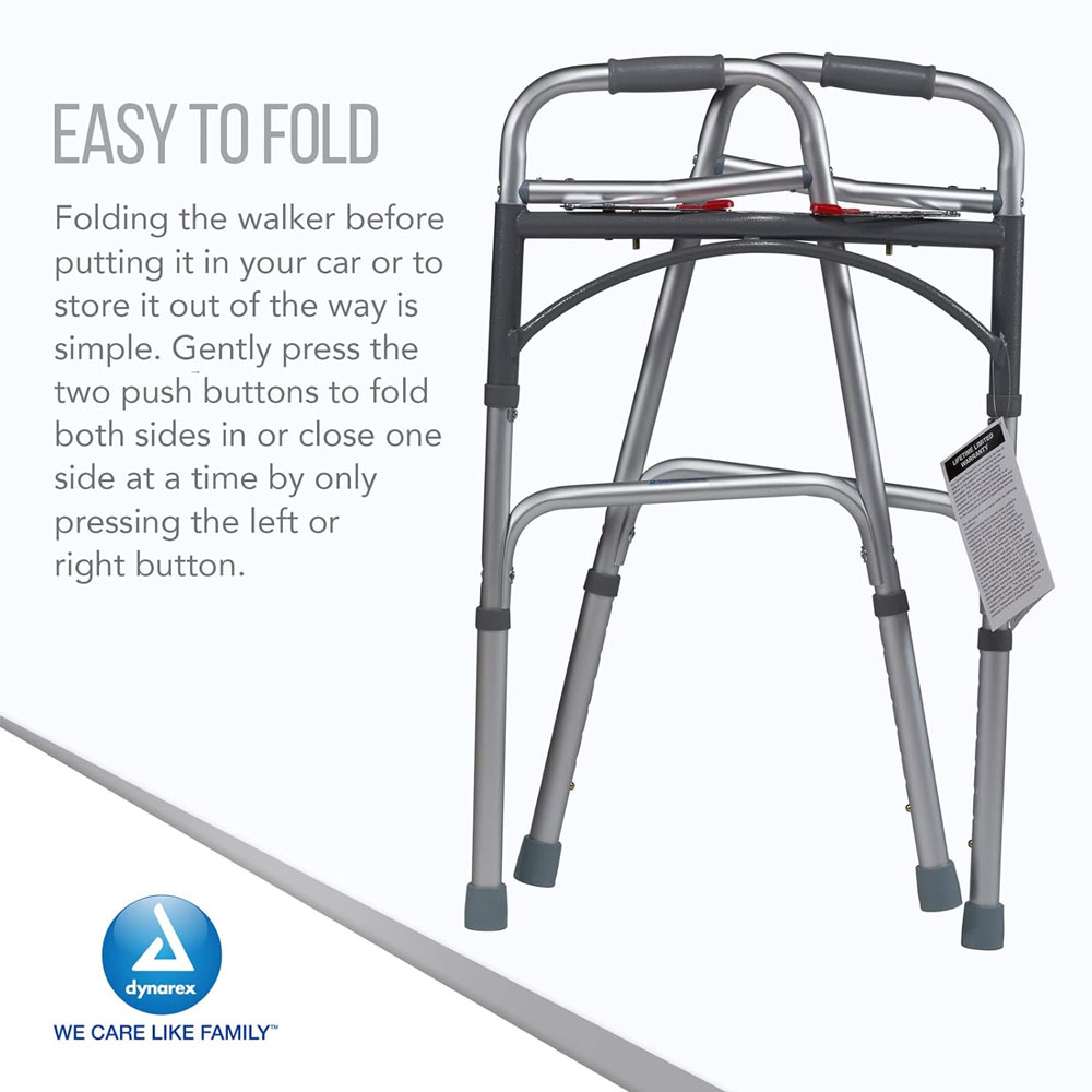  Dynarex Adult Two Button Folding Walker