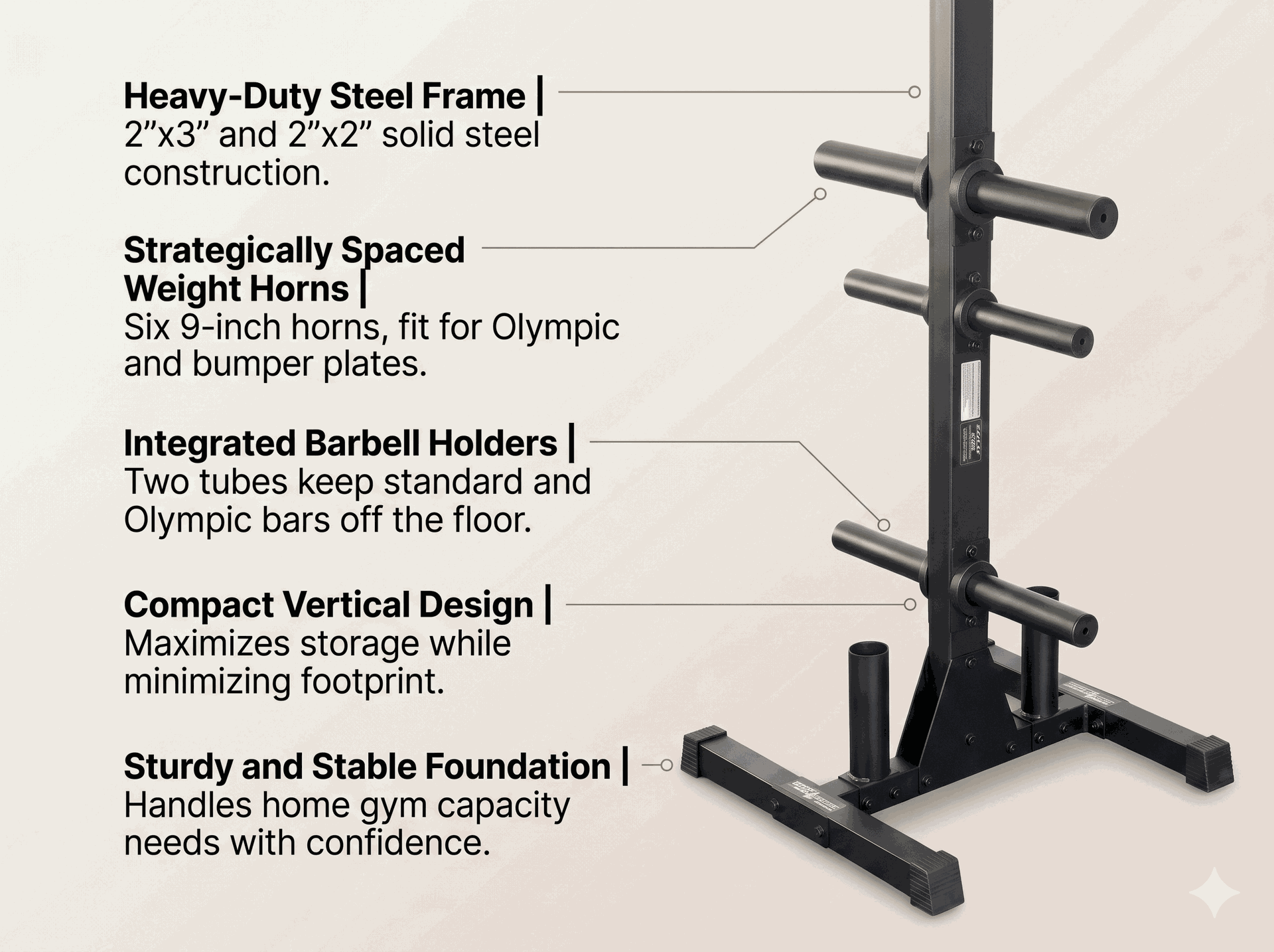 Body-Solid BFWT10B 2" Olympic Plate Tree - BLACK