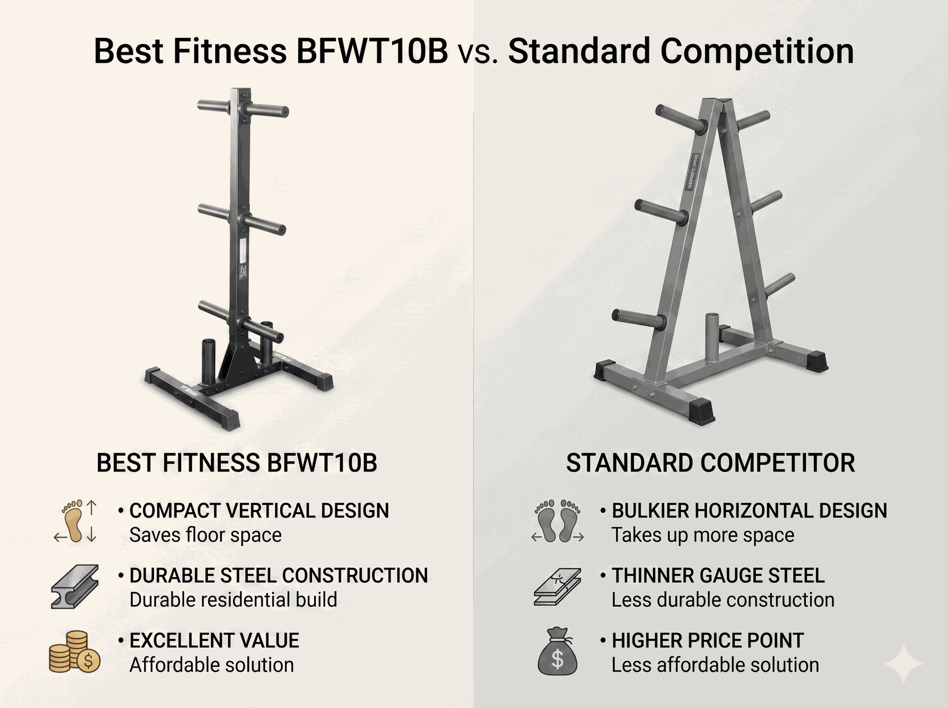 Body-Solid BFWT10B 2" Olympic Plate Tree - BLACK