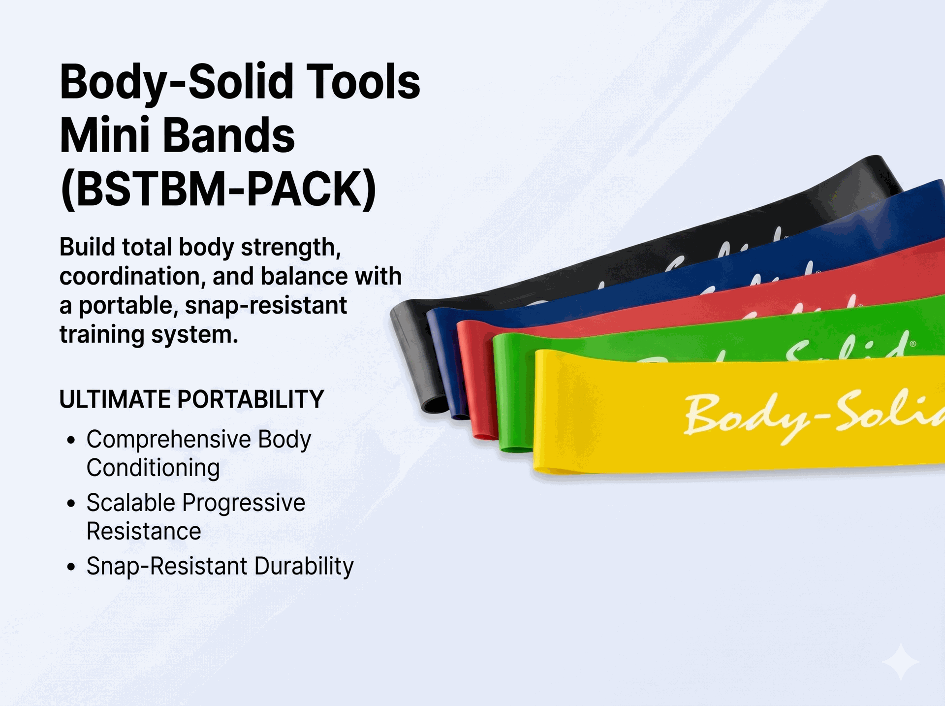 Body-Solid Mini Loop Bands, 5 pack, Retail Packaging