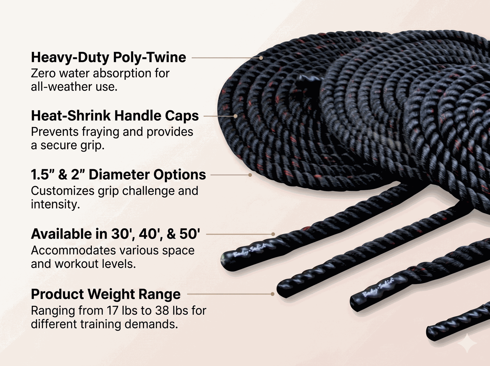Body-Solid BSTBR Fitness Training Ropes