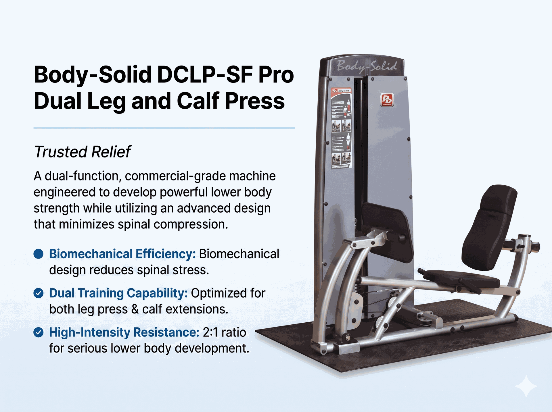 Body Solid - Pro Dual Leg & Calf Press Machine FREESTANDING