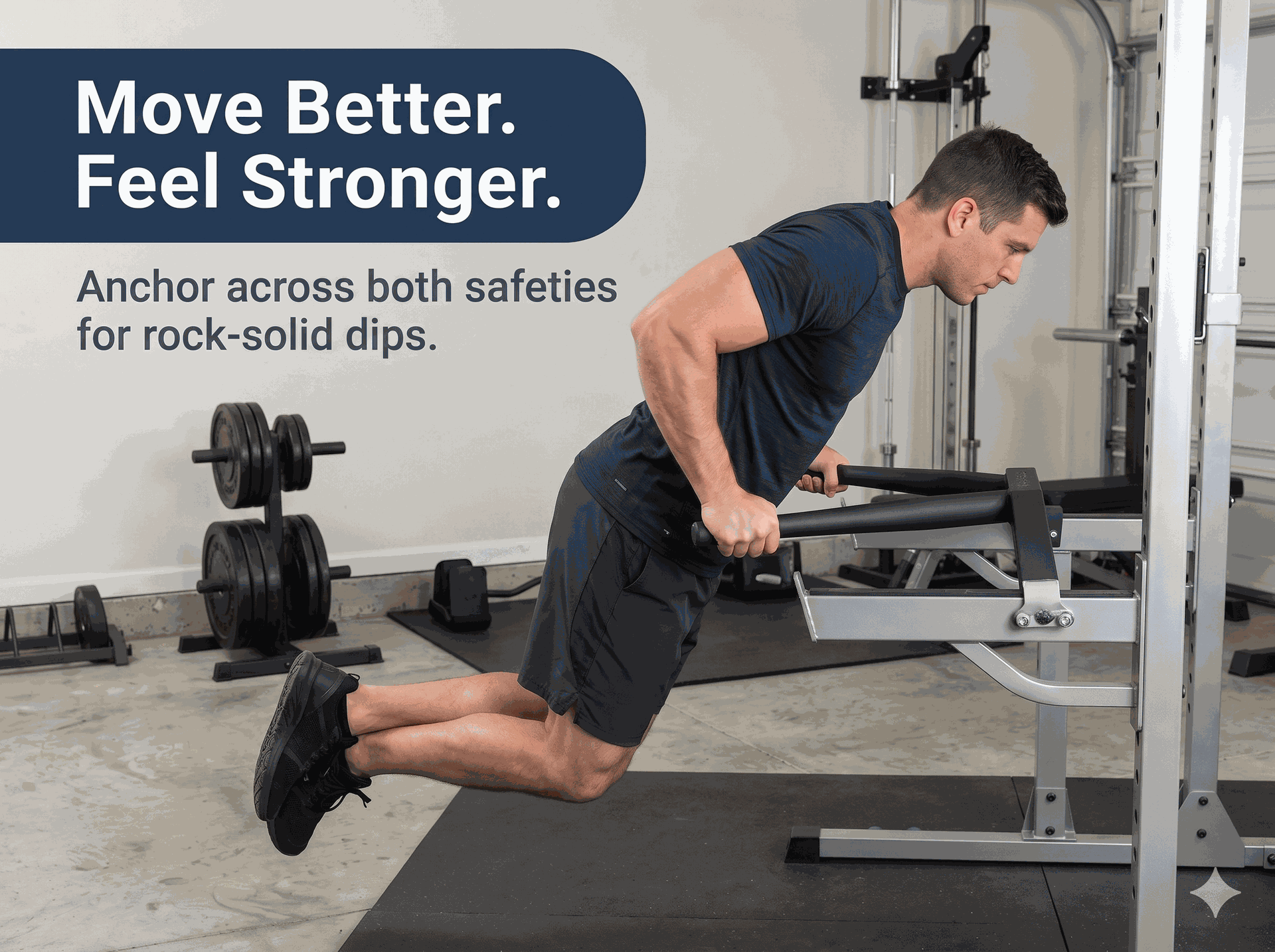 Body-Solid DR378 Dip Attachment for Power Rack - Enhance Your Strength Training with Adjustable Dip Bars