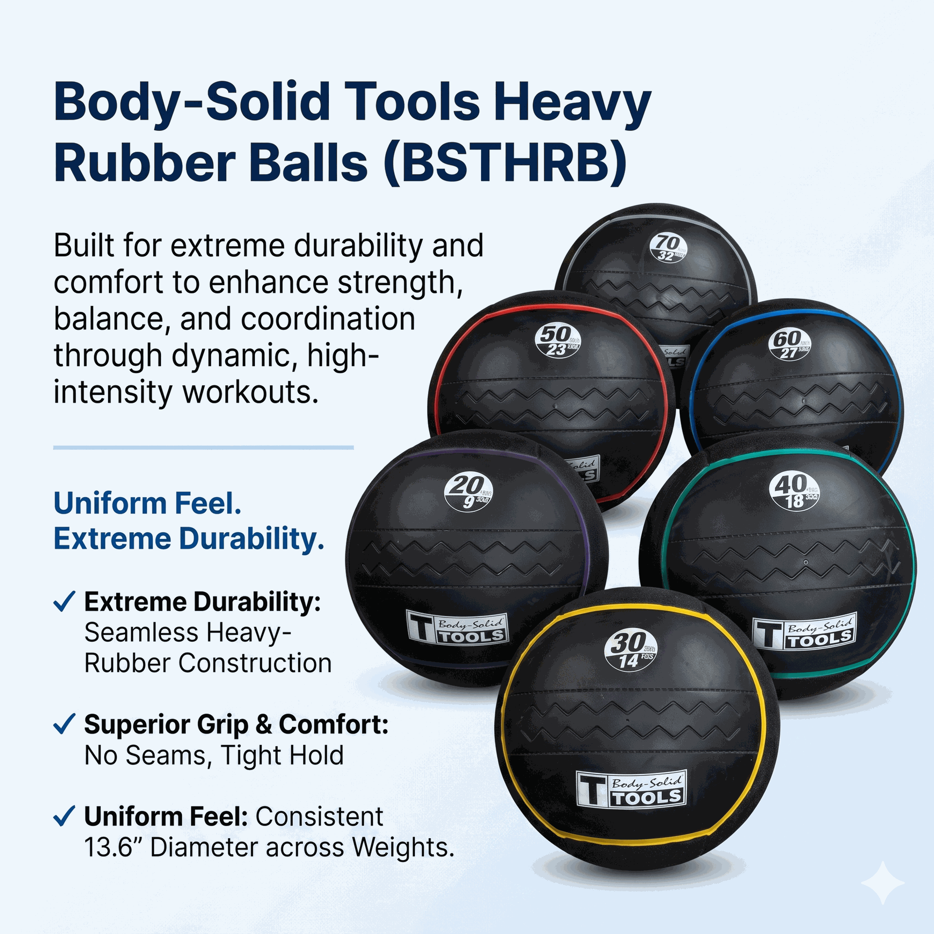Body-Solid BSTHRB Heavy Rubber Medicine Balls