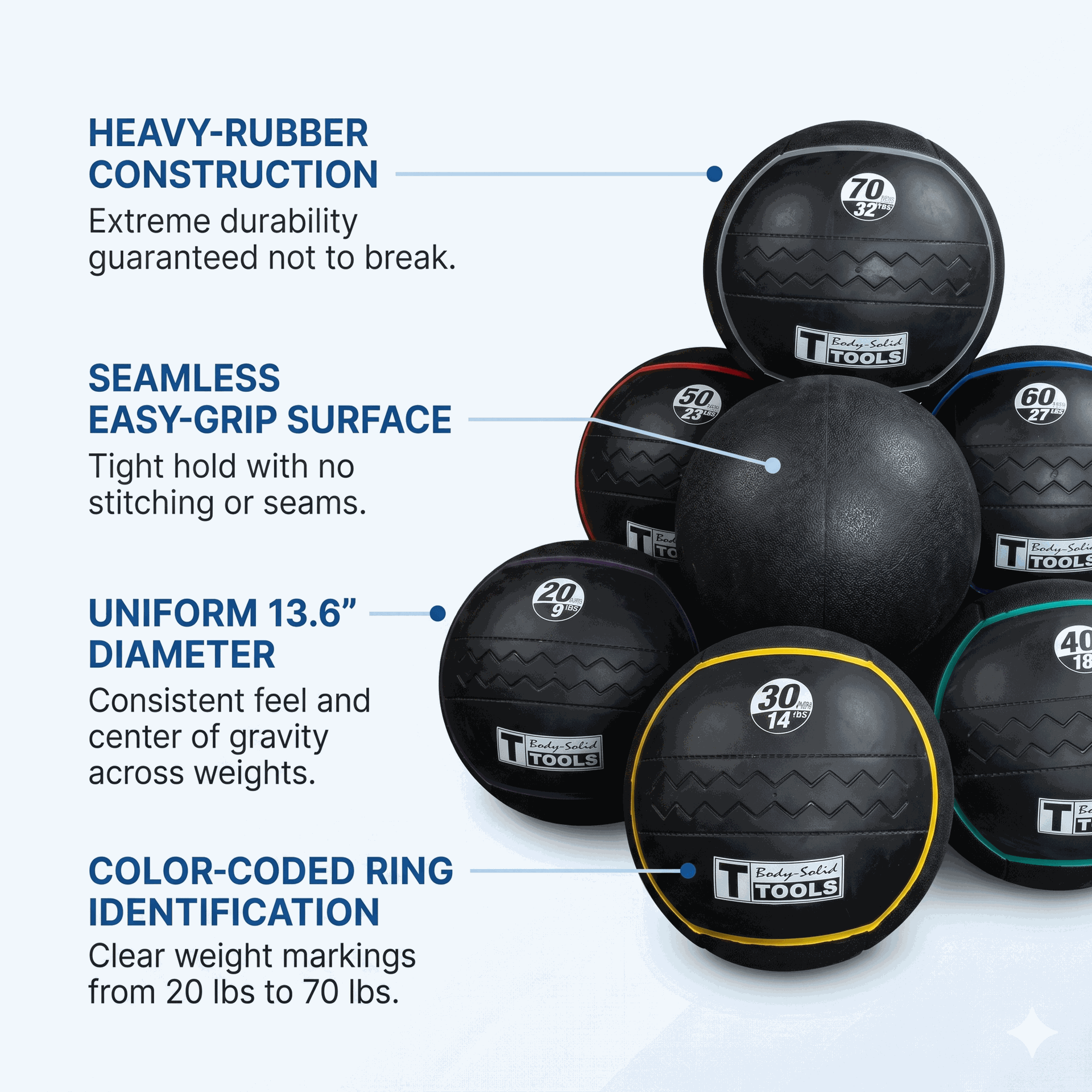Body-Solid BSTHRB Heavy Rubber Medicine Balls