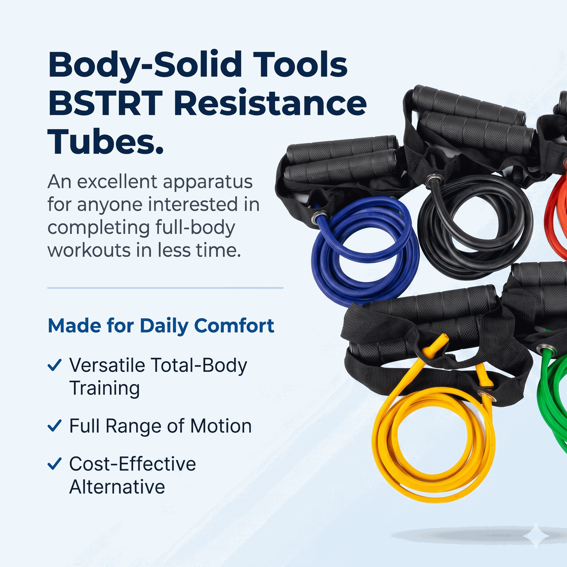 Body-Solid 5 Pack BSTRT Resistance Tubes, Includes, BSTRT1,2,3,4,5