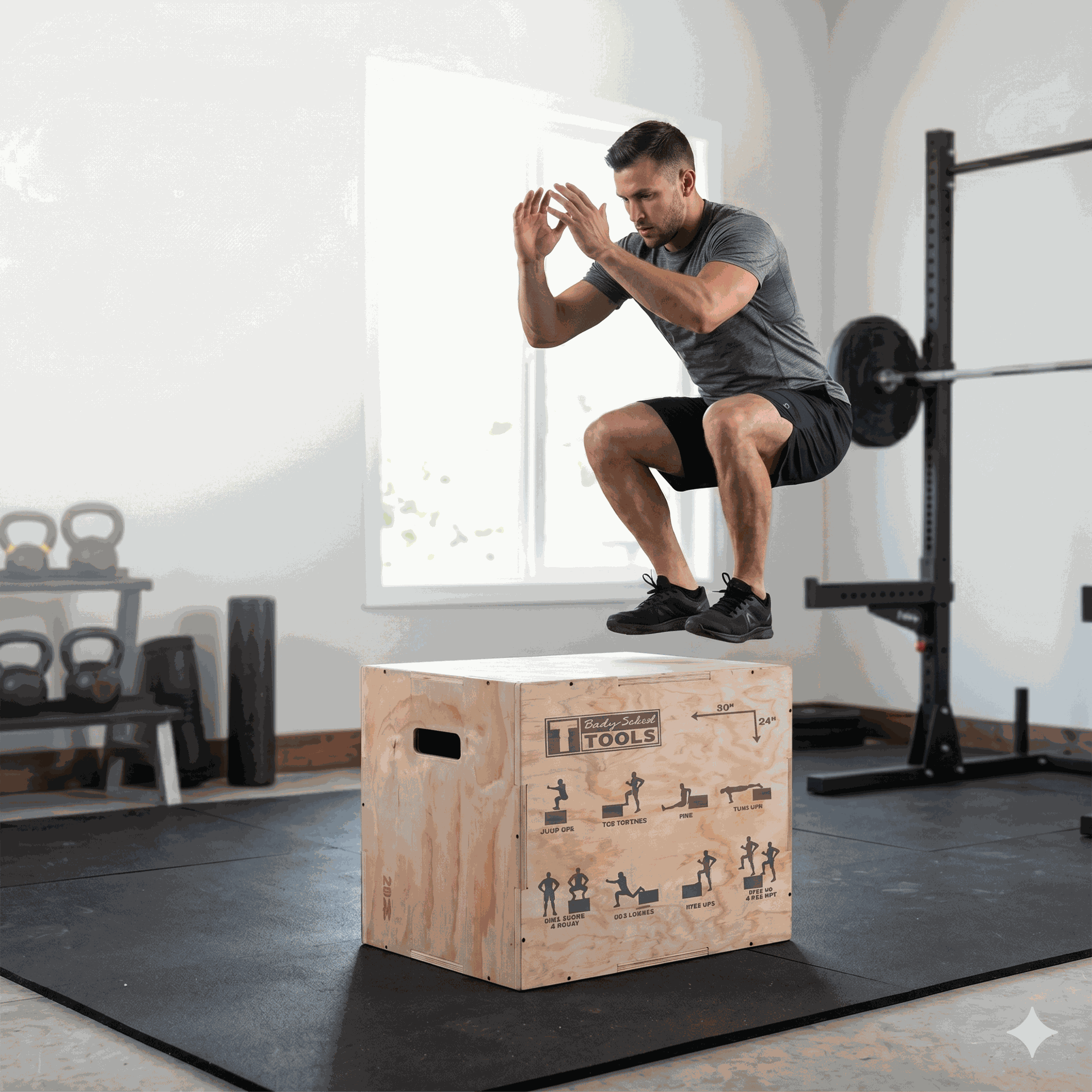 Body-Solid 3 Way Wooden Plyo Box, 20", 24", 30"