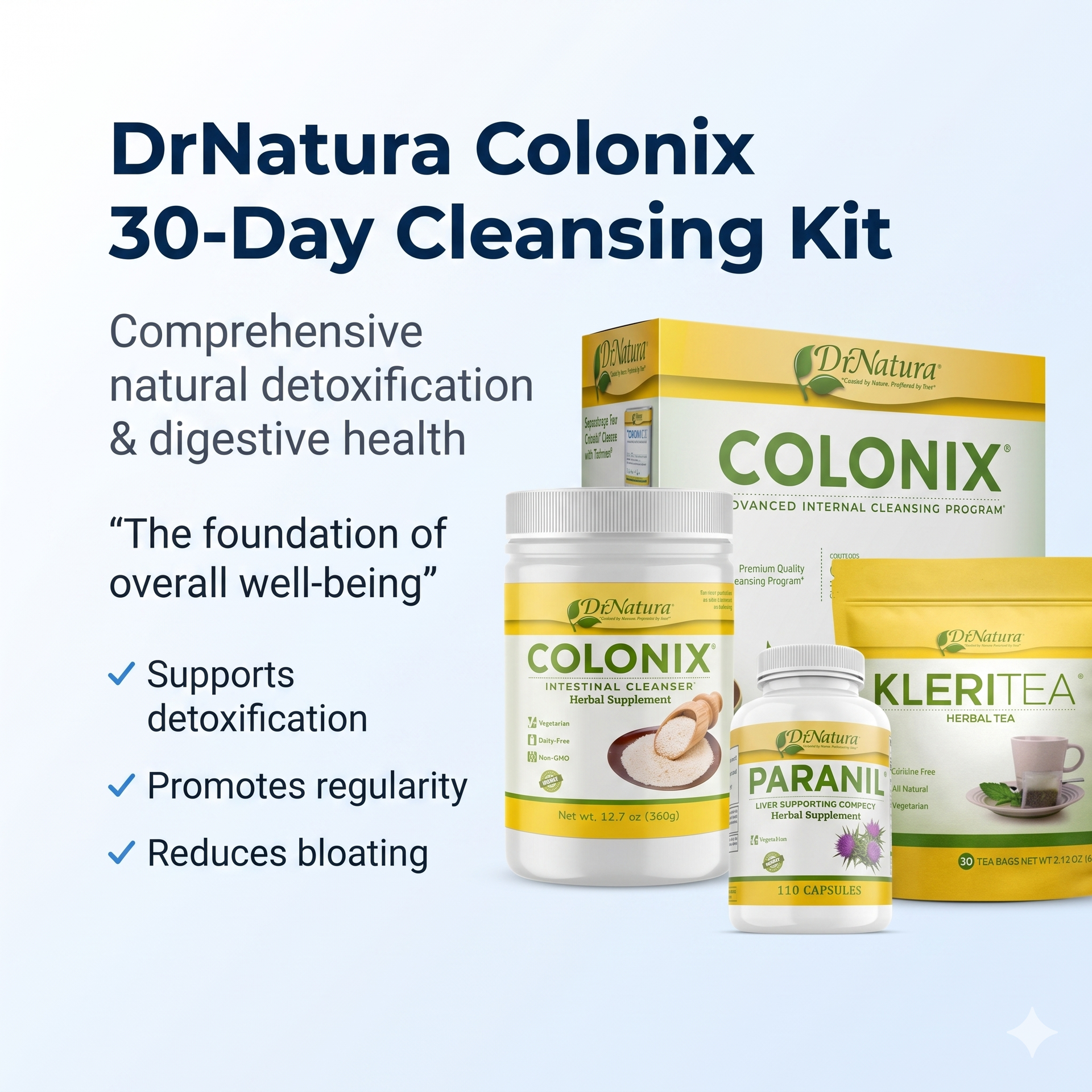 DrNatura Colonix Kit - Contains Cleanser Paranil & KleriTea