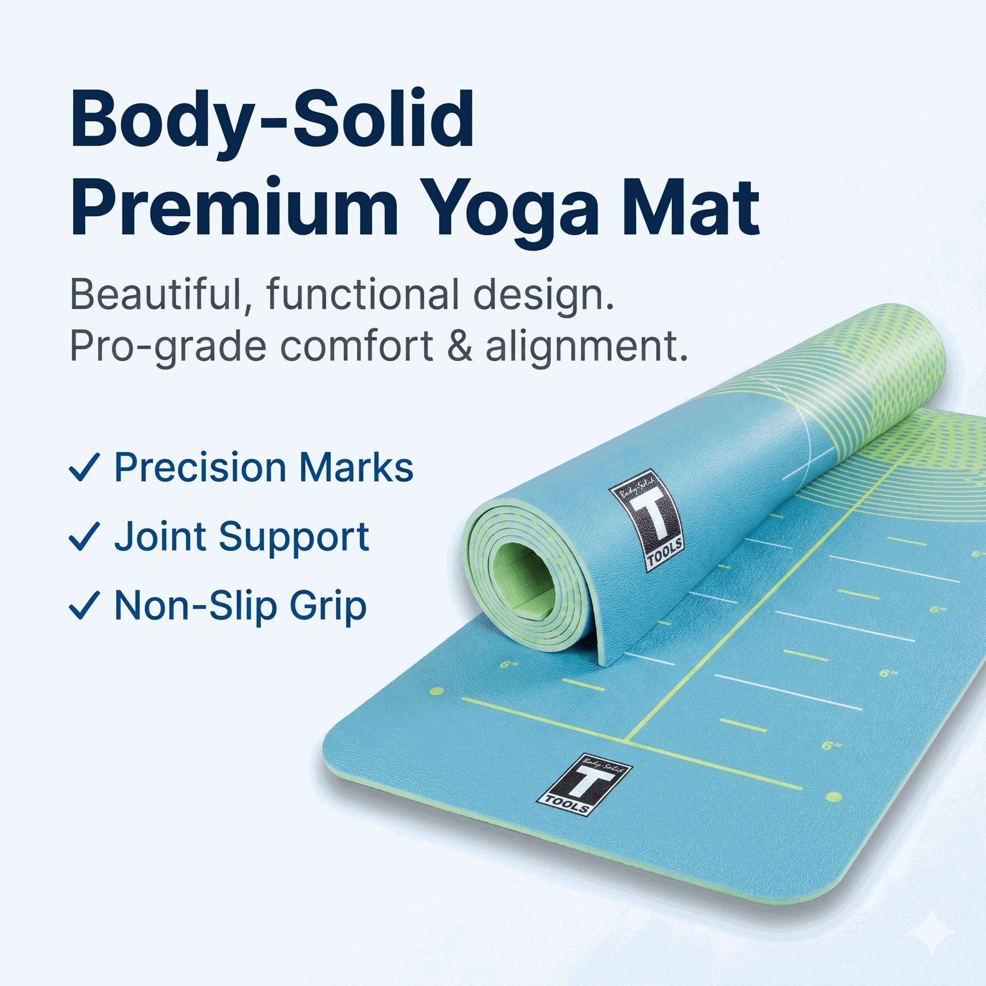 Body-Solid BSTYM10 Premium Yoga Mat GREEN, 6MM