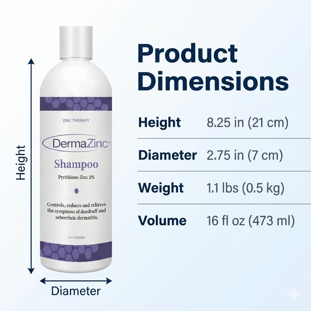 DermaZinc Shampoo – 16 oz Medicated Treatment for Dandruff, Psoriasis