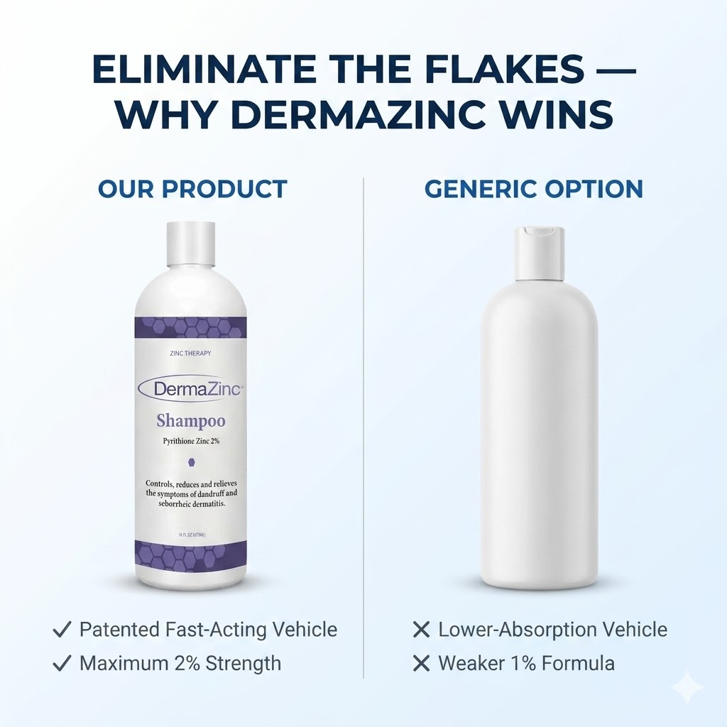 DermaZinc Shampoo – 16 oz Medicated Treatment for Dandruff, Psoriasis