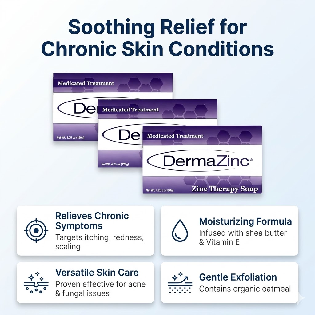 DermaZinc Zinc Therapy Soap Bar - 4.25 oz Pack of 3