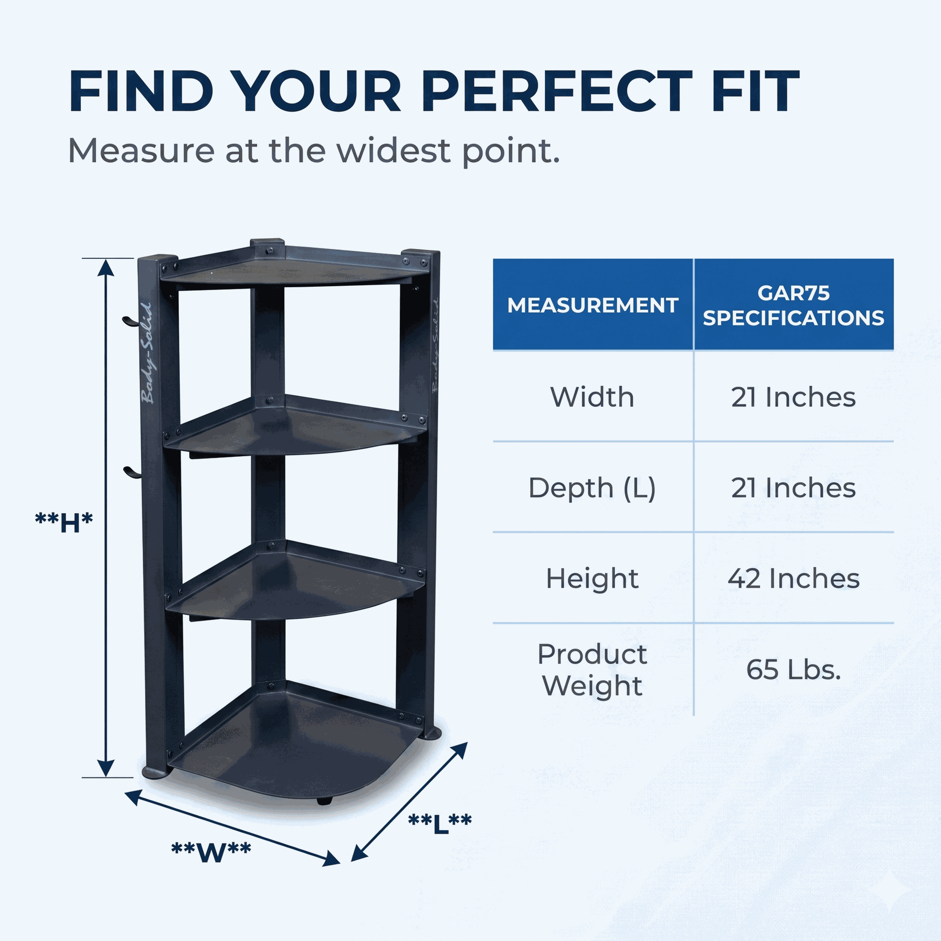 Body-Solid GAR75 Corner Storage Rack