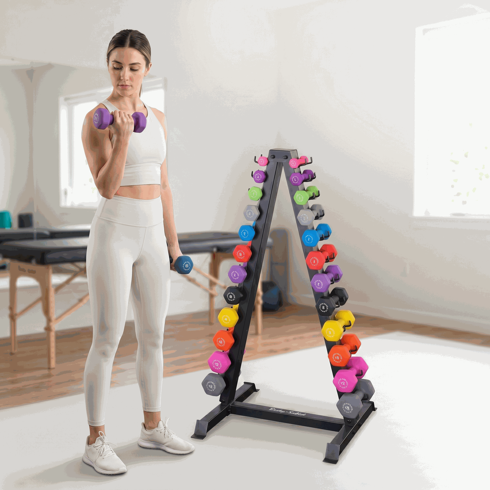 Body-Solid GDR24-NPACK Neoprene Dumbbell Package, (12 Pair  1-15lbs)