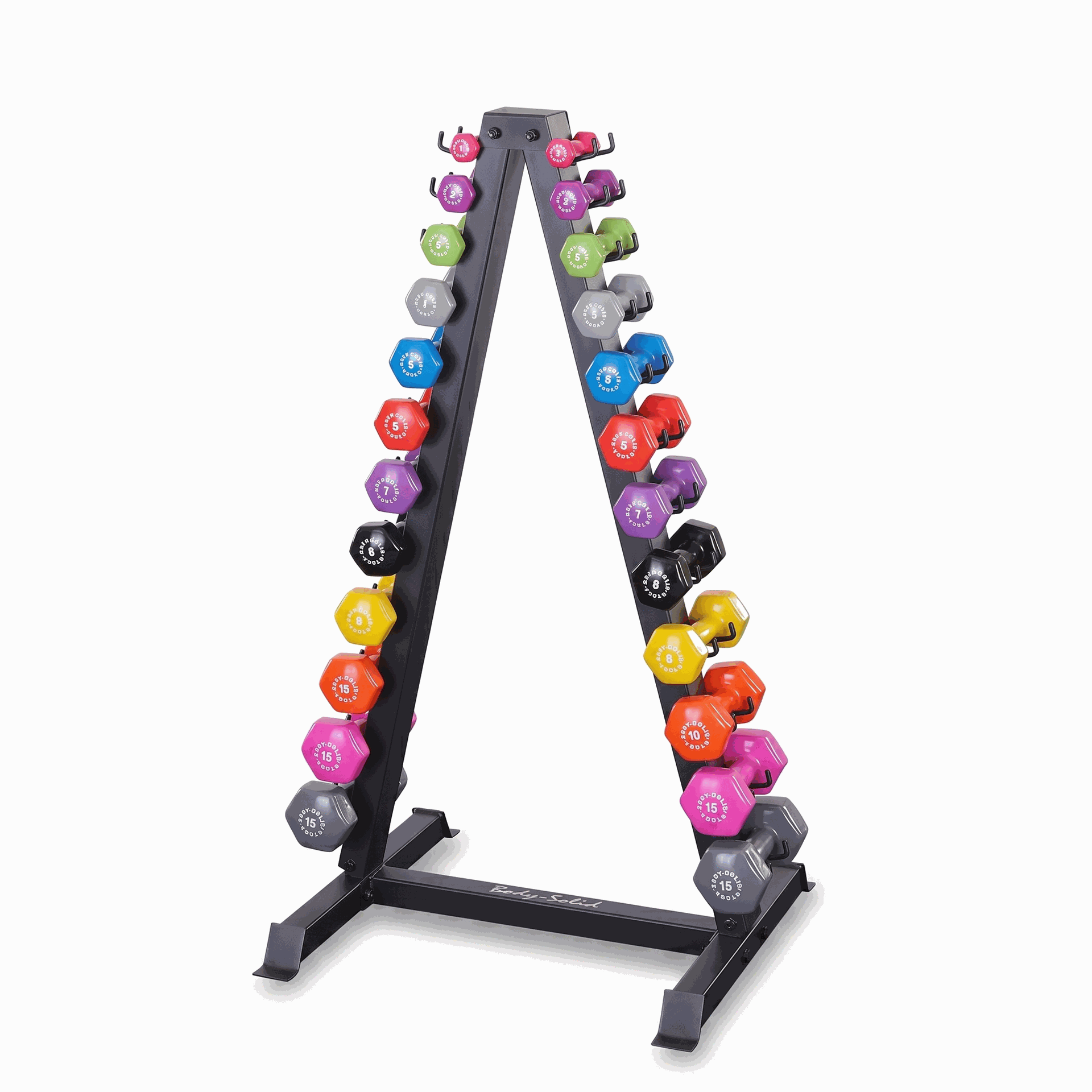 Body-Solid  GDR24-VPACK Vinyl Dumbbell Package, (12 Pair 1-15lbs)