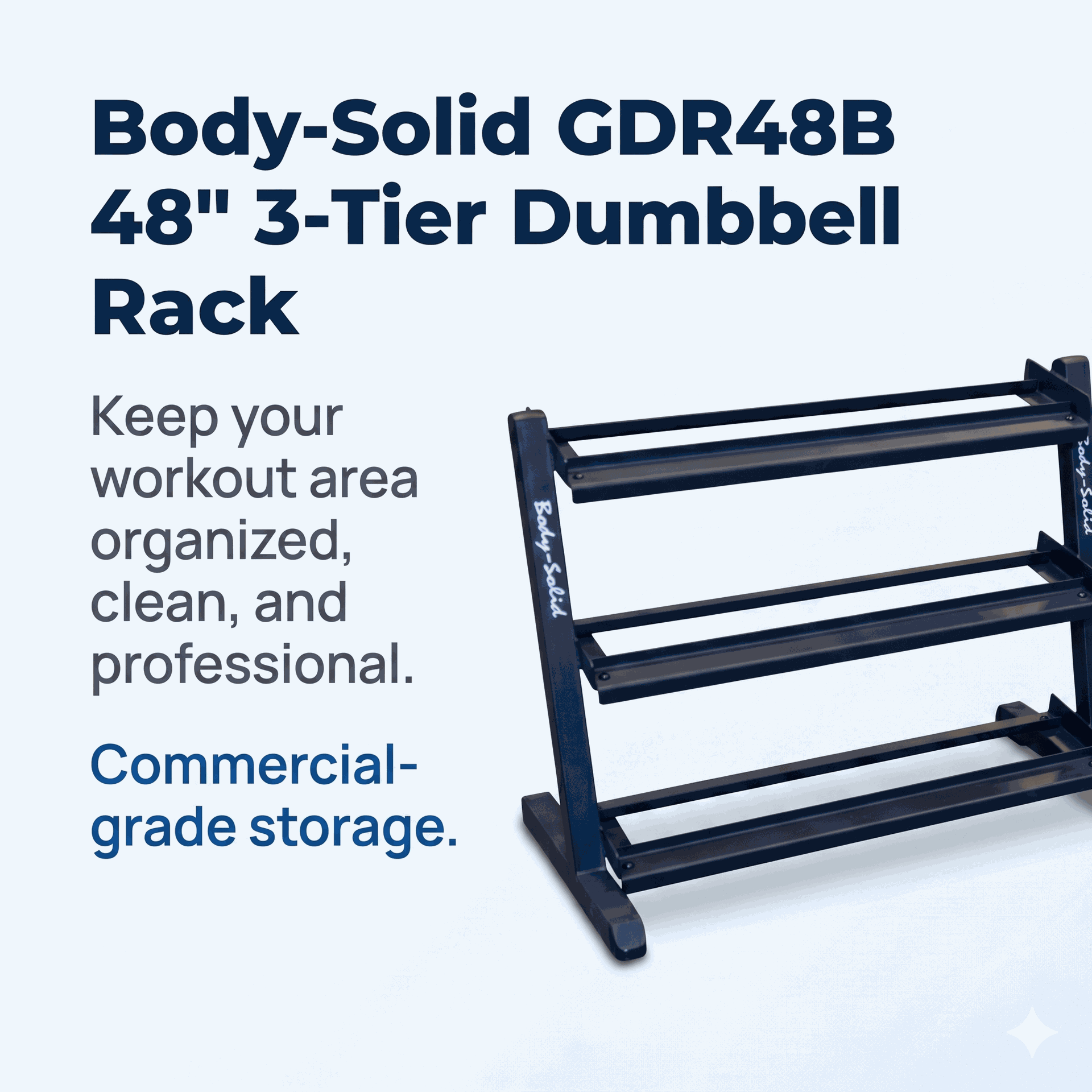 Body-Solid 3 Tier Horizontal 48" Dumbell Rack - BLACK