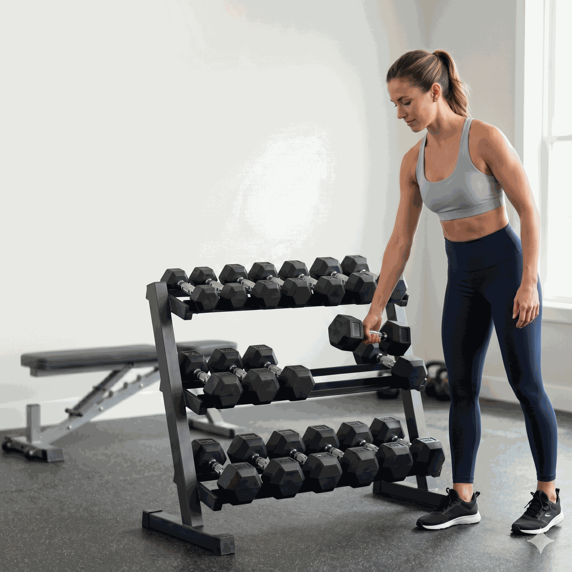 Body-Solid 3 Tier Horizontal 48" Dumbell Rack - BLACK