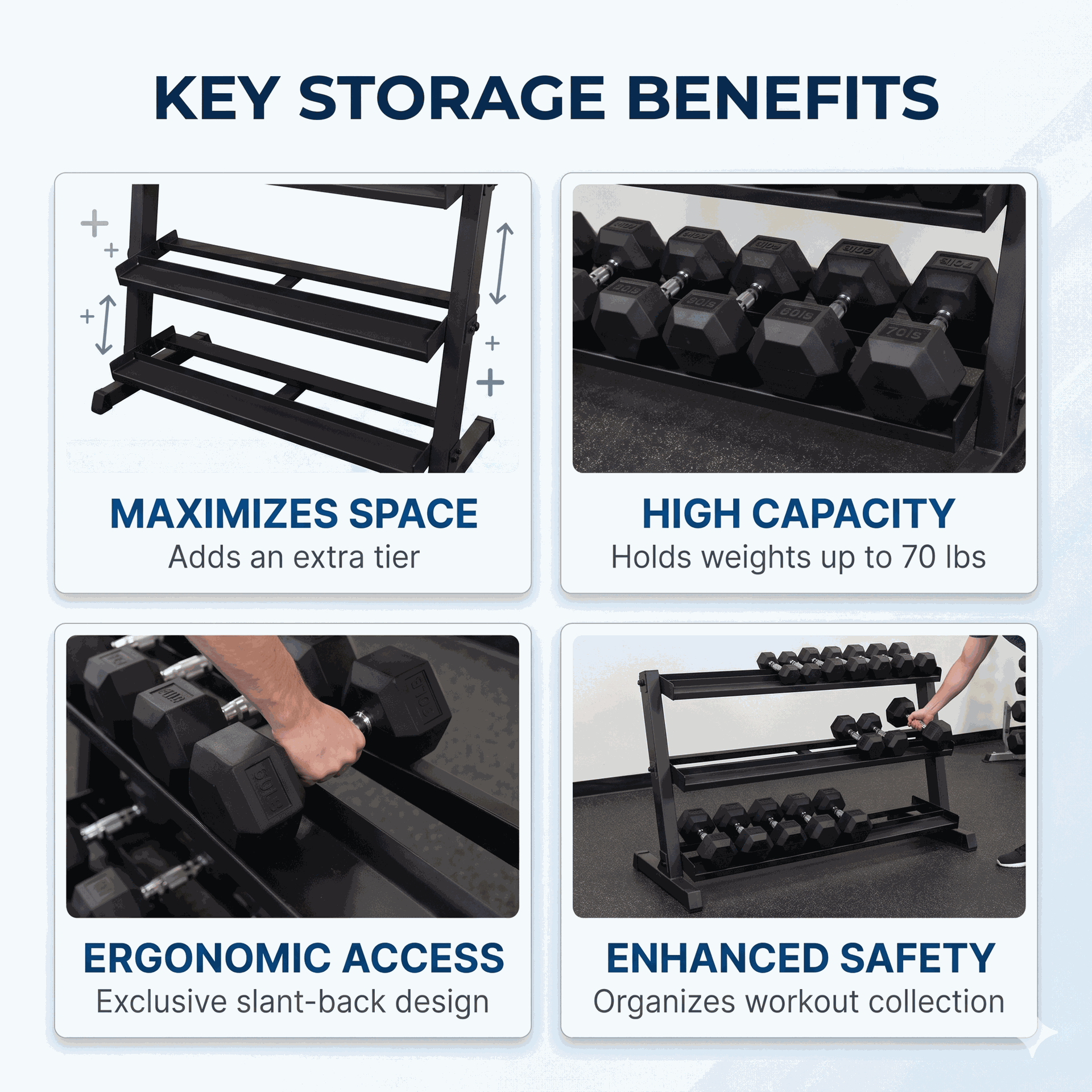Body-Solid GDRT6B Dumbbell Storage Shelf - BLACK