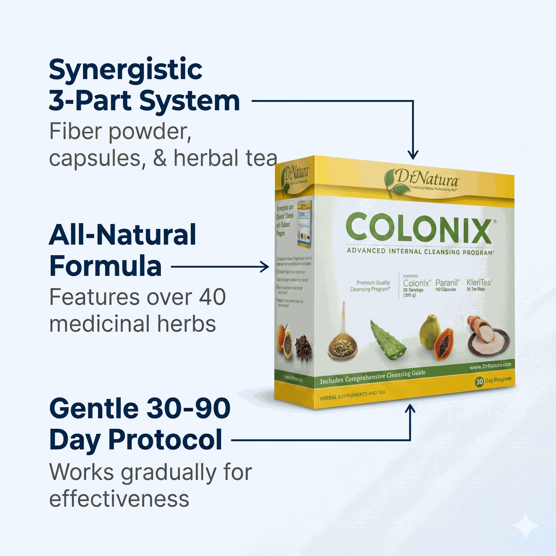 DrNatura Colonix Kit - Contains Cleanser Paranil & KleriTea -2PACK