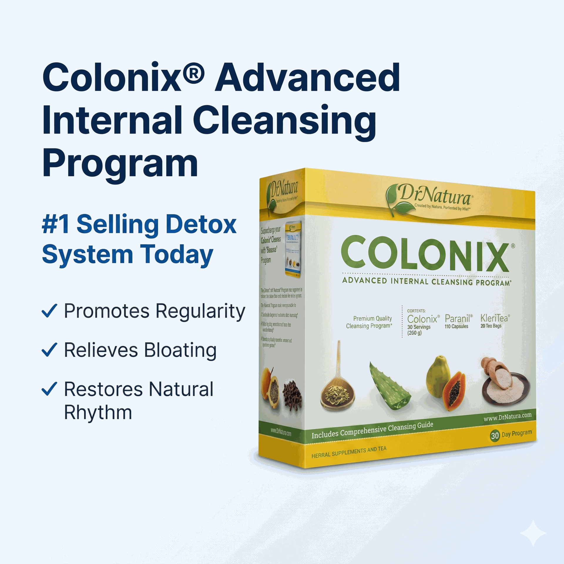 DrNatura Colonix Kit - Contains Cleanser Paranil & KleriTea -2PACK