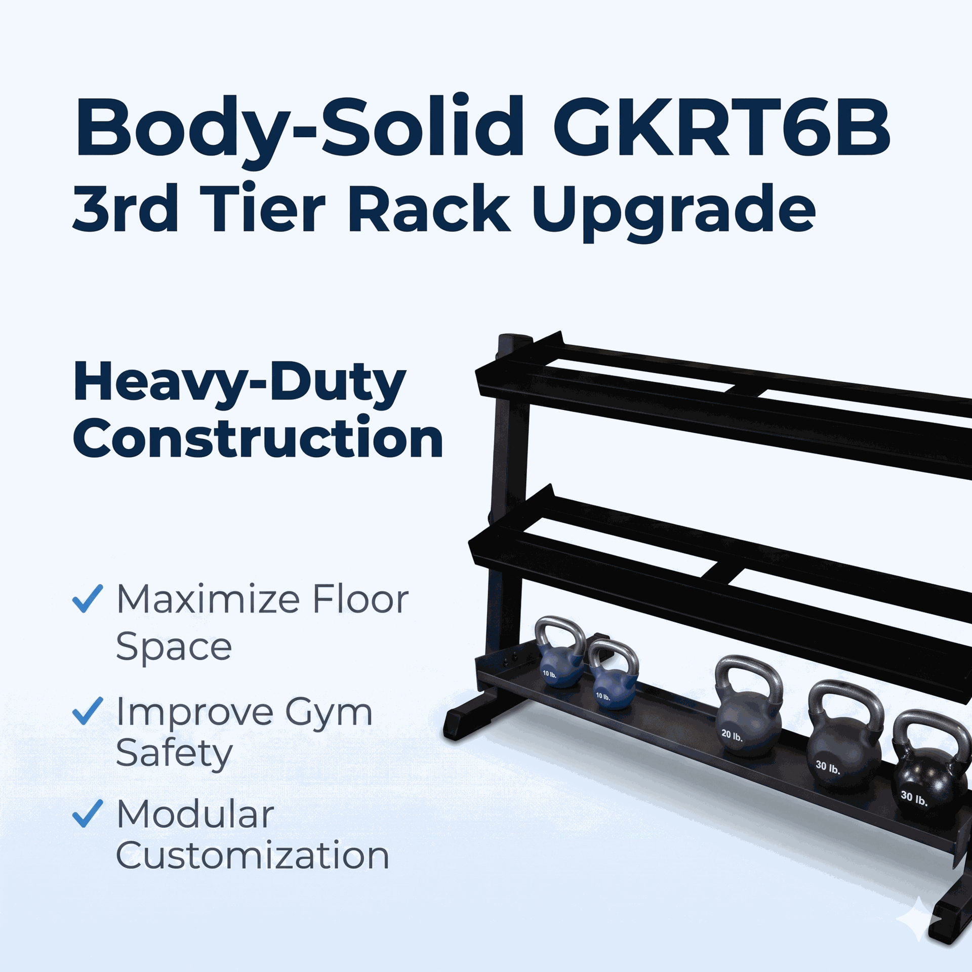Body-Solid GKRT6B Kettlebell Storage Shelf - BLACK