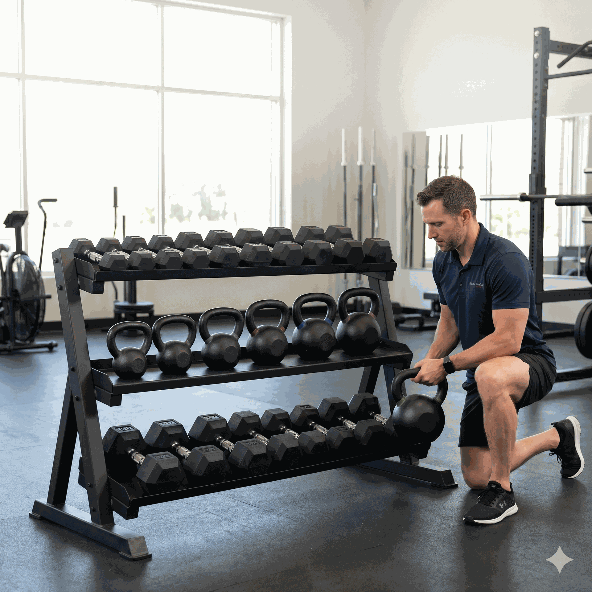 Body-Solid GKRT6B Kettlebell Storage Shelf - BLACK