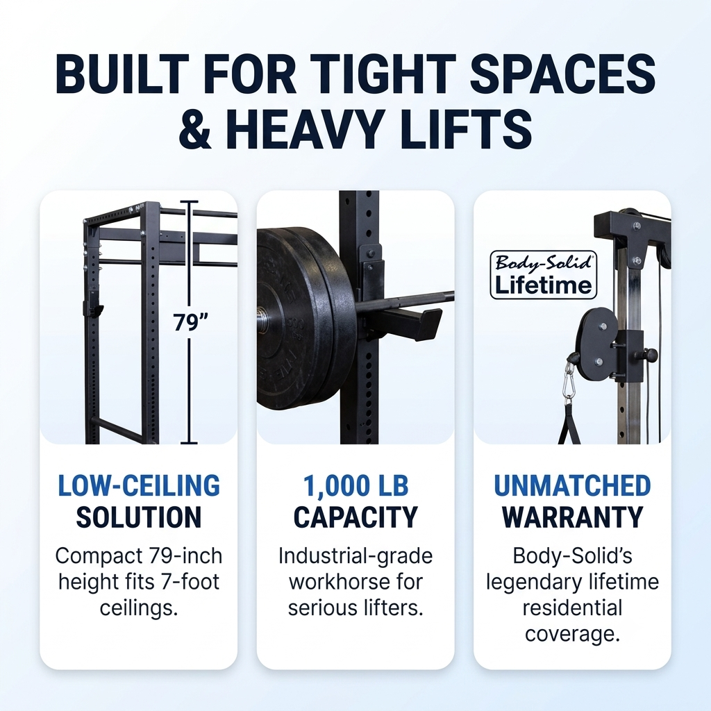 Body-Solid GPR400 Heavy-Duty Power Rack with Safety Bars & Olympic Plate Storage