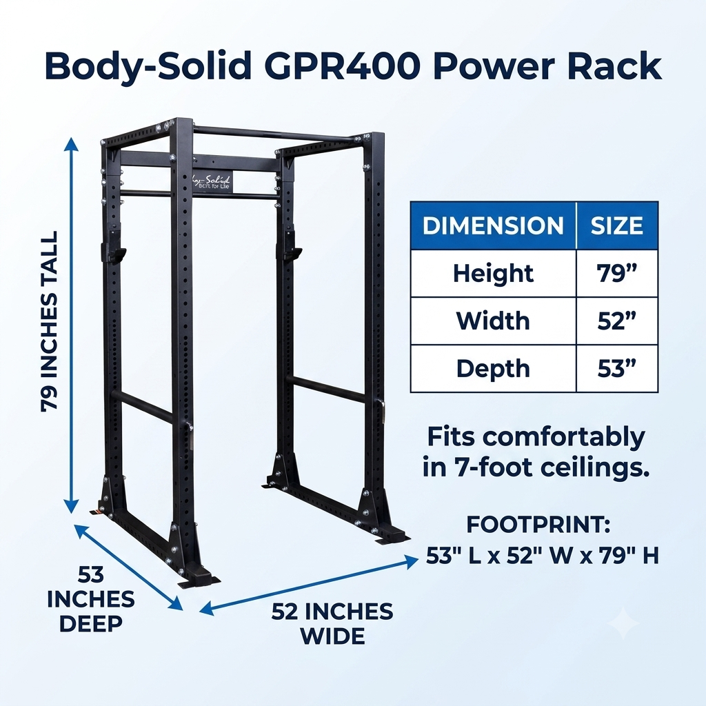 Body-Solid GPR400 Heavy-Duty Power Rack with Safety Bars & Olympic Plate Storage
