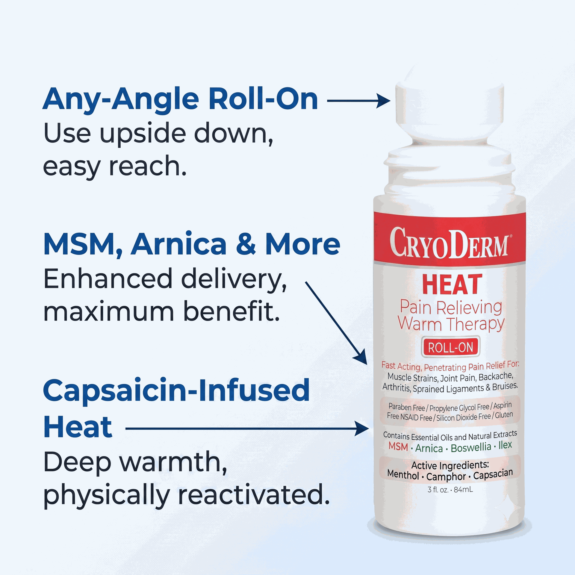 Cryoderm Heat 3 oz Roll-On Therapy Roller
