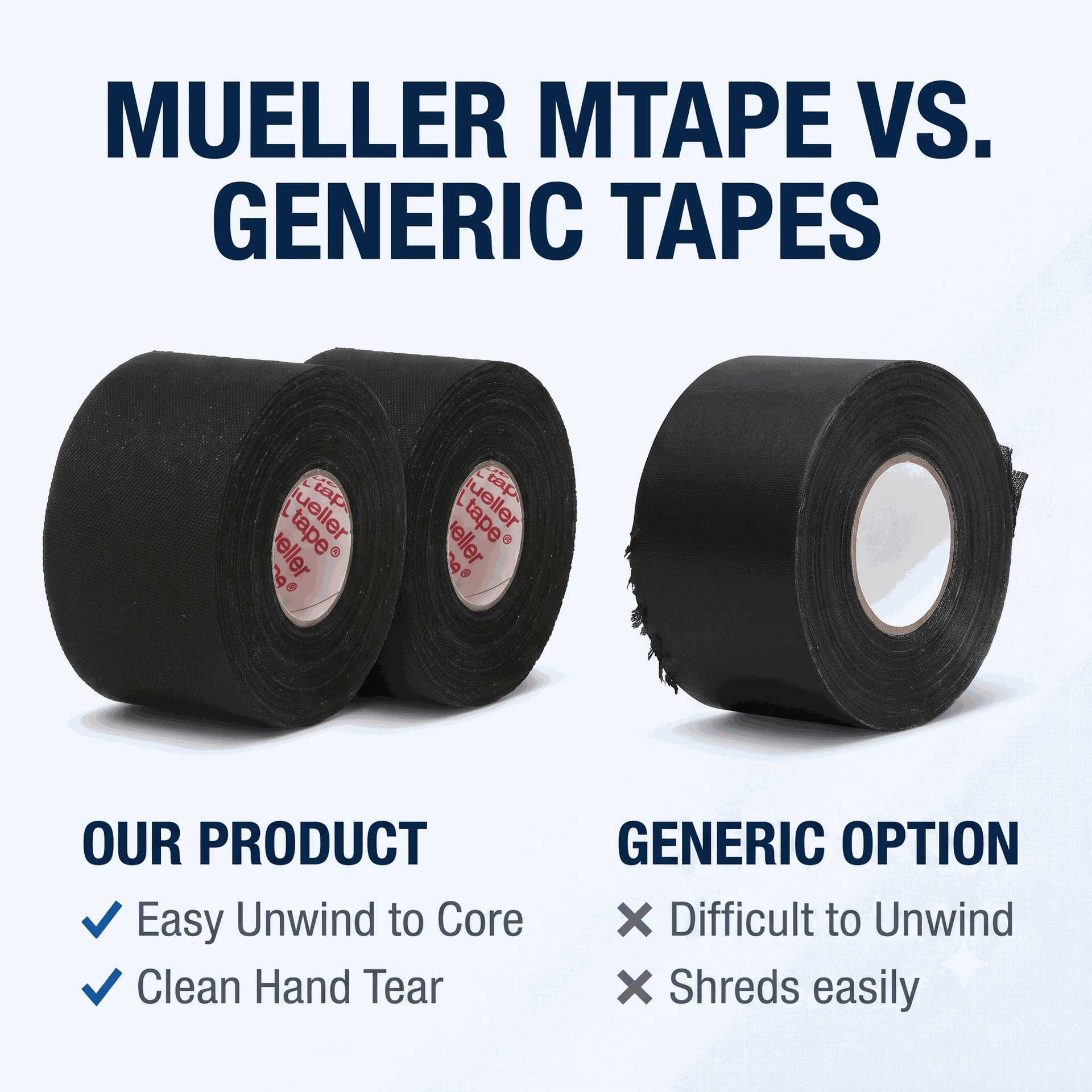 Mueller- Black Athletic Tape 1.5"X 10yds, 2 Rolls