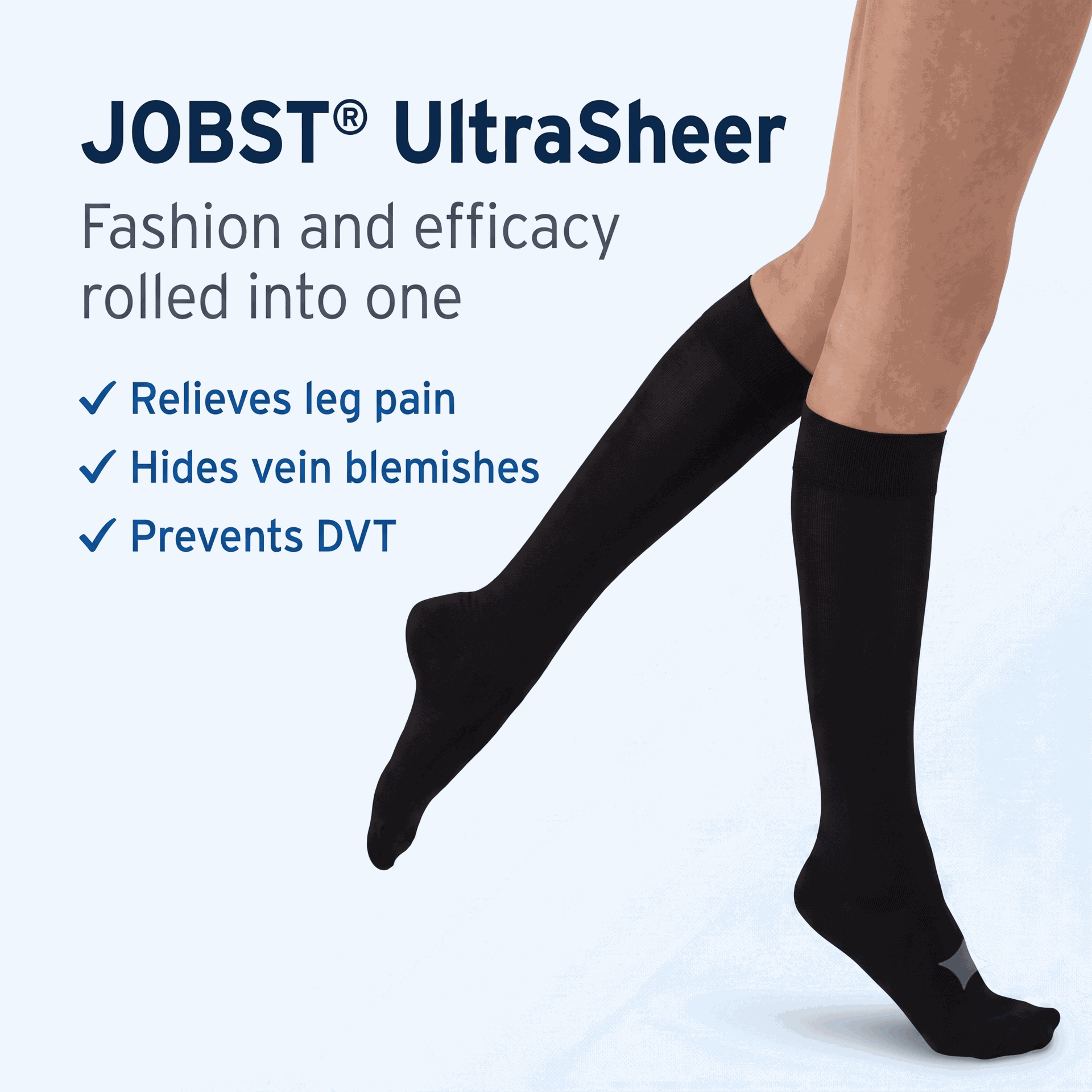 Jobst Womens UltraSheer Knee High Closed Toe 15-20-mmHg