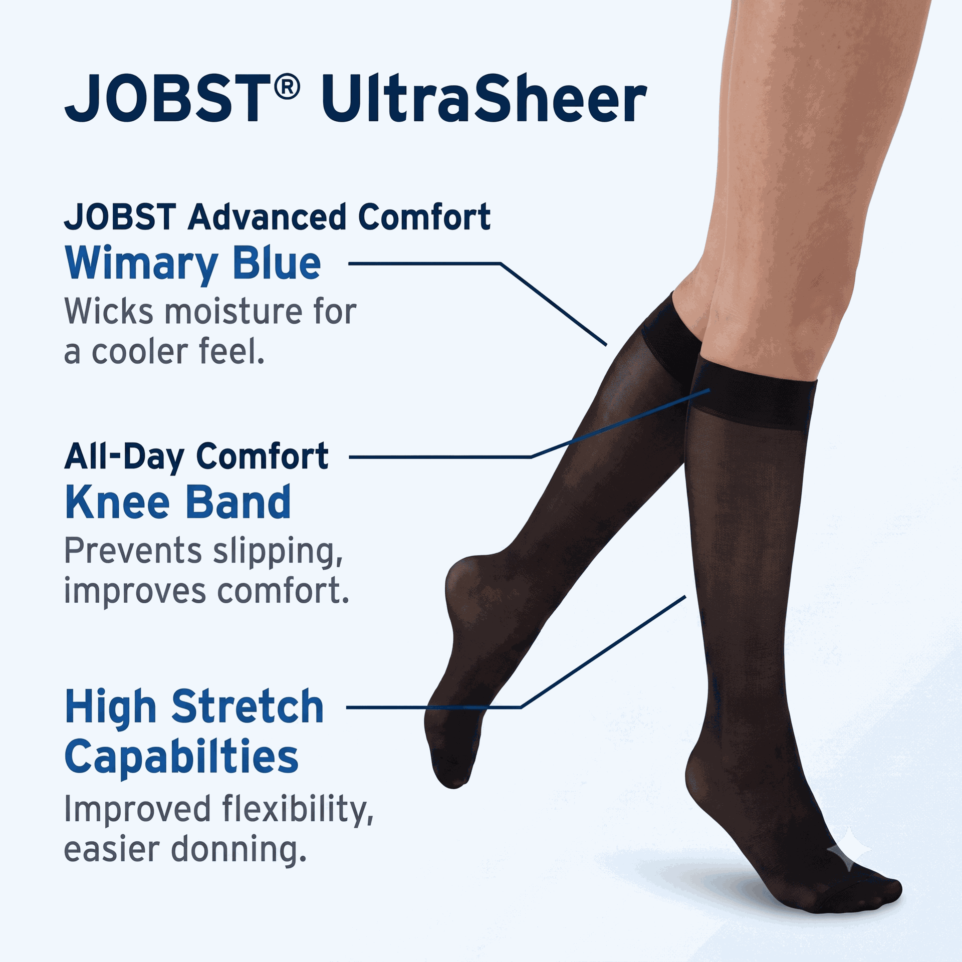 Jobst Womens UltraSheer Knee High Closed Toe 15-20-mmHg