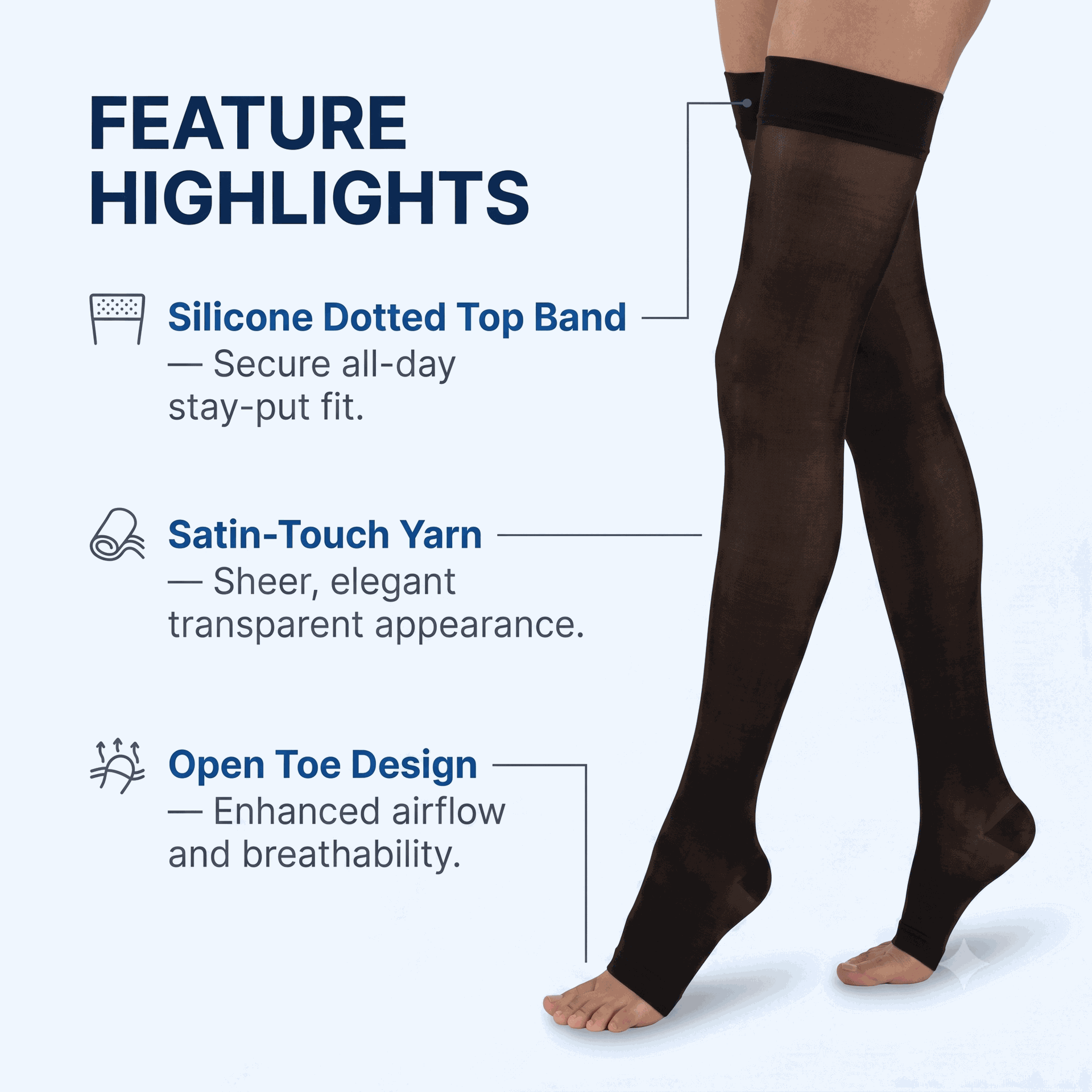 Jobst UltraSheer Thigh High Silicone Dot Open Toe