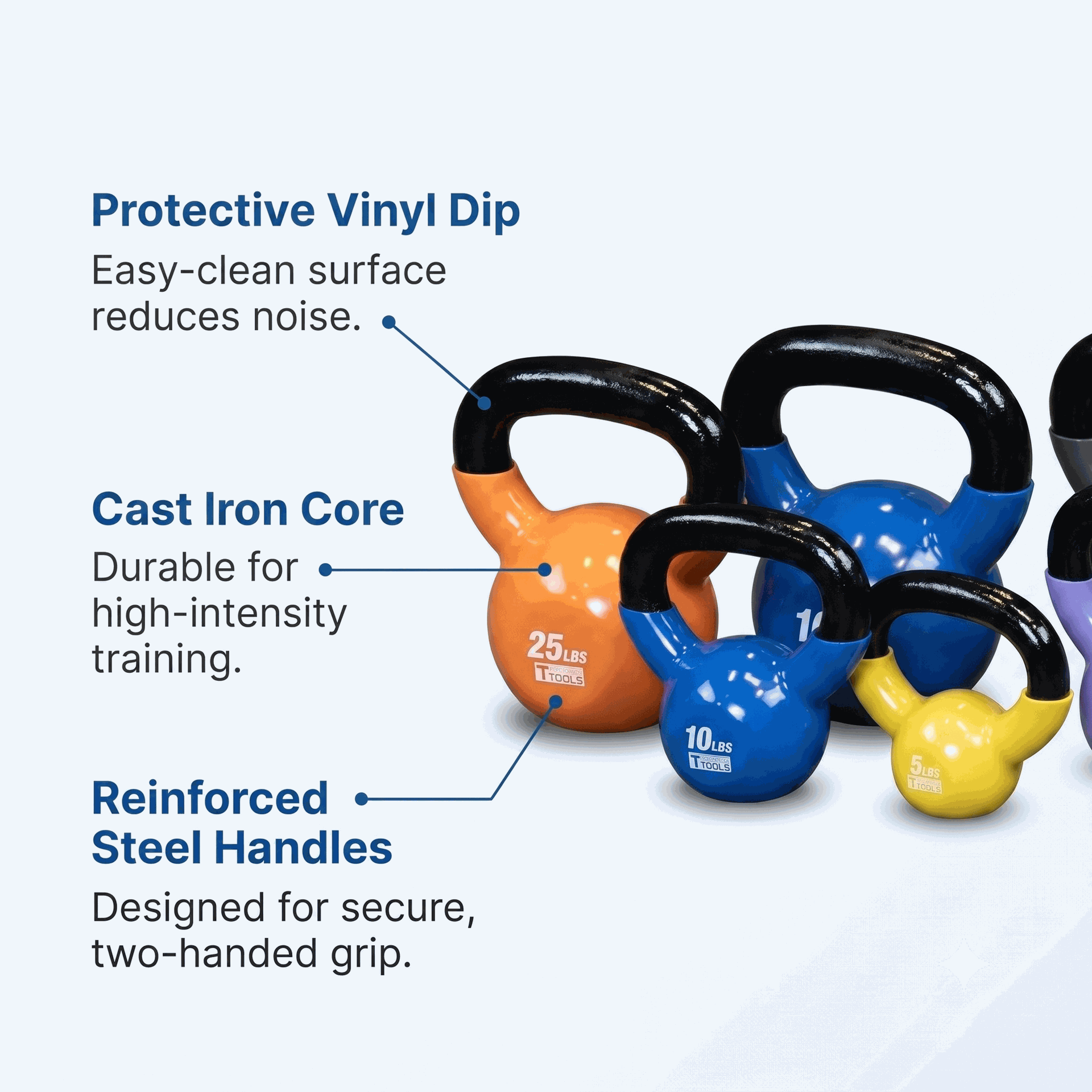Body-Solid Vinyl Coated Kettle Bells Set One Each - (5,10,15,20,25,30)