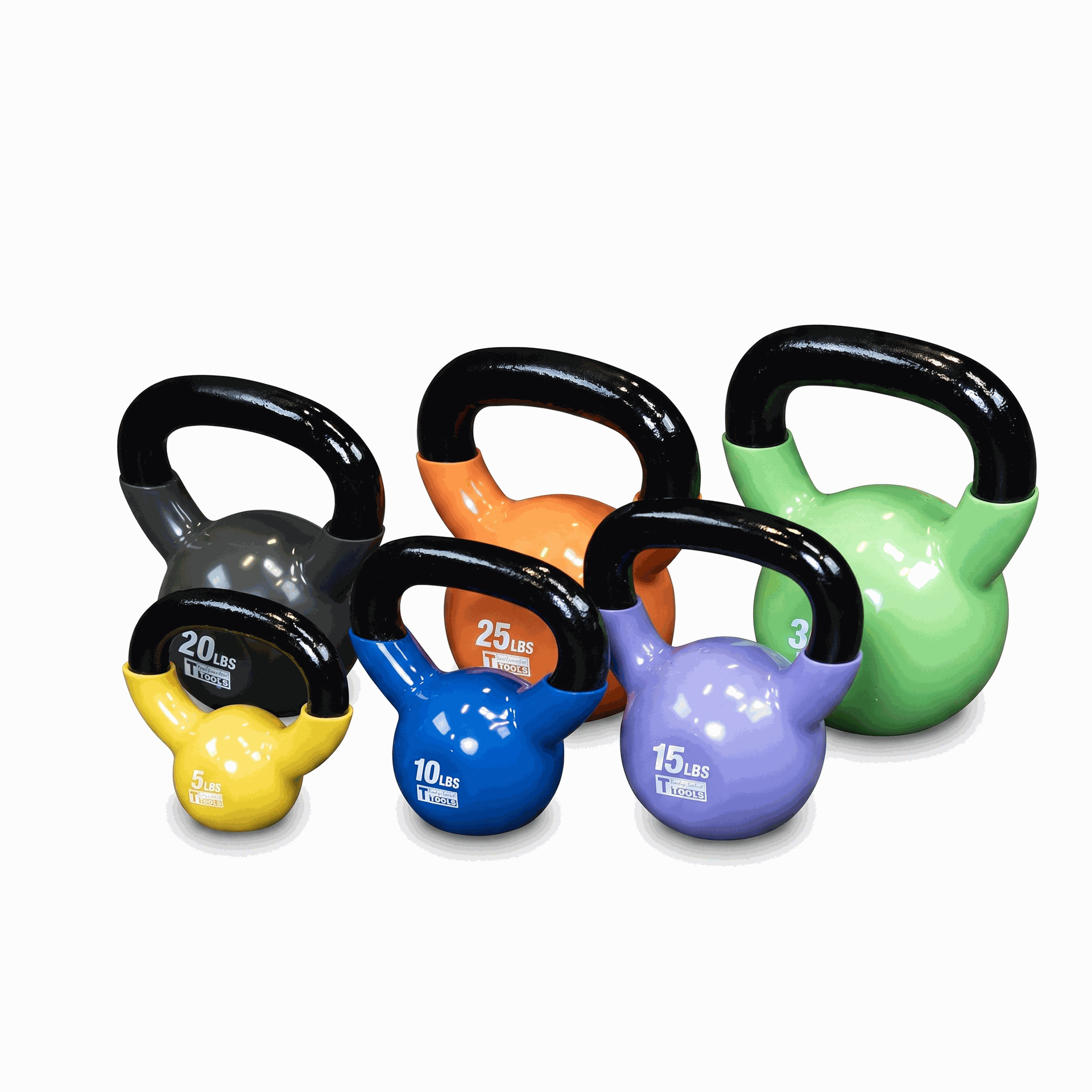 Body-Solid Vinyl Coated Kettle Bells Set One Each - (5,10,15,20,25,30)