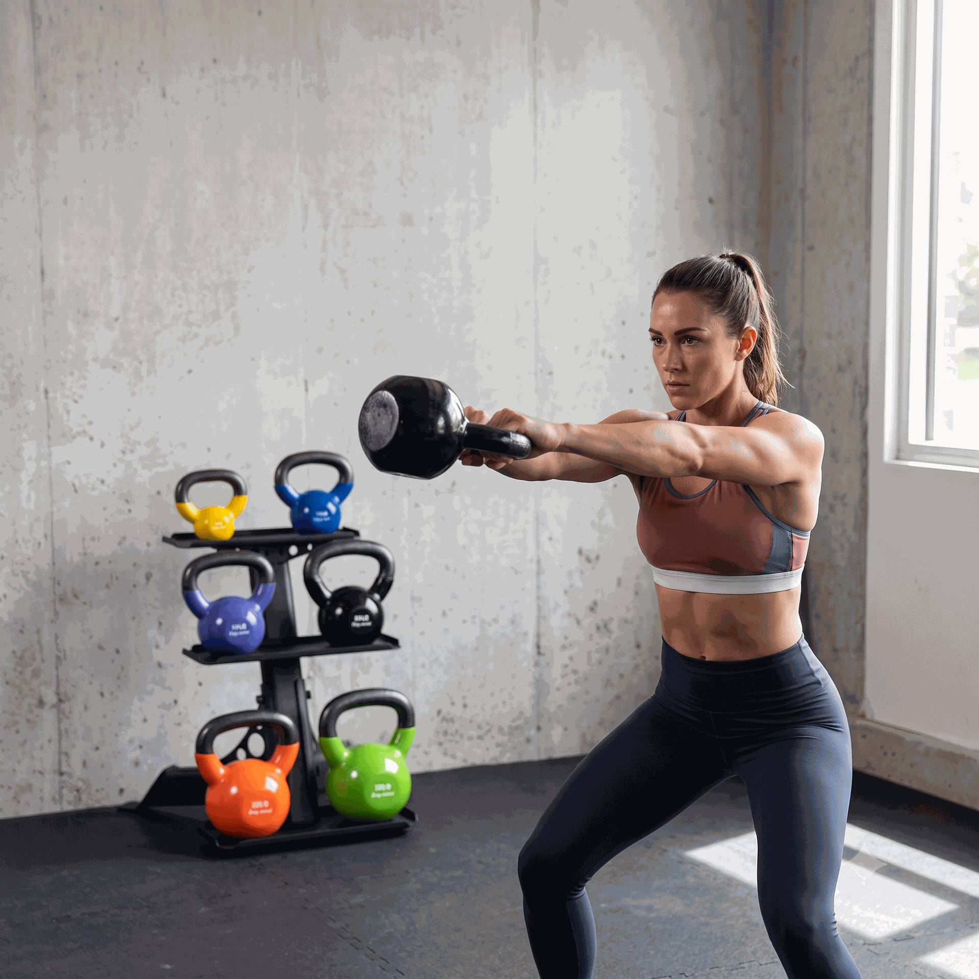 Body-Solid KBVS105PACK 5-30 lb. Vinyl Kettlebell with Rack