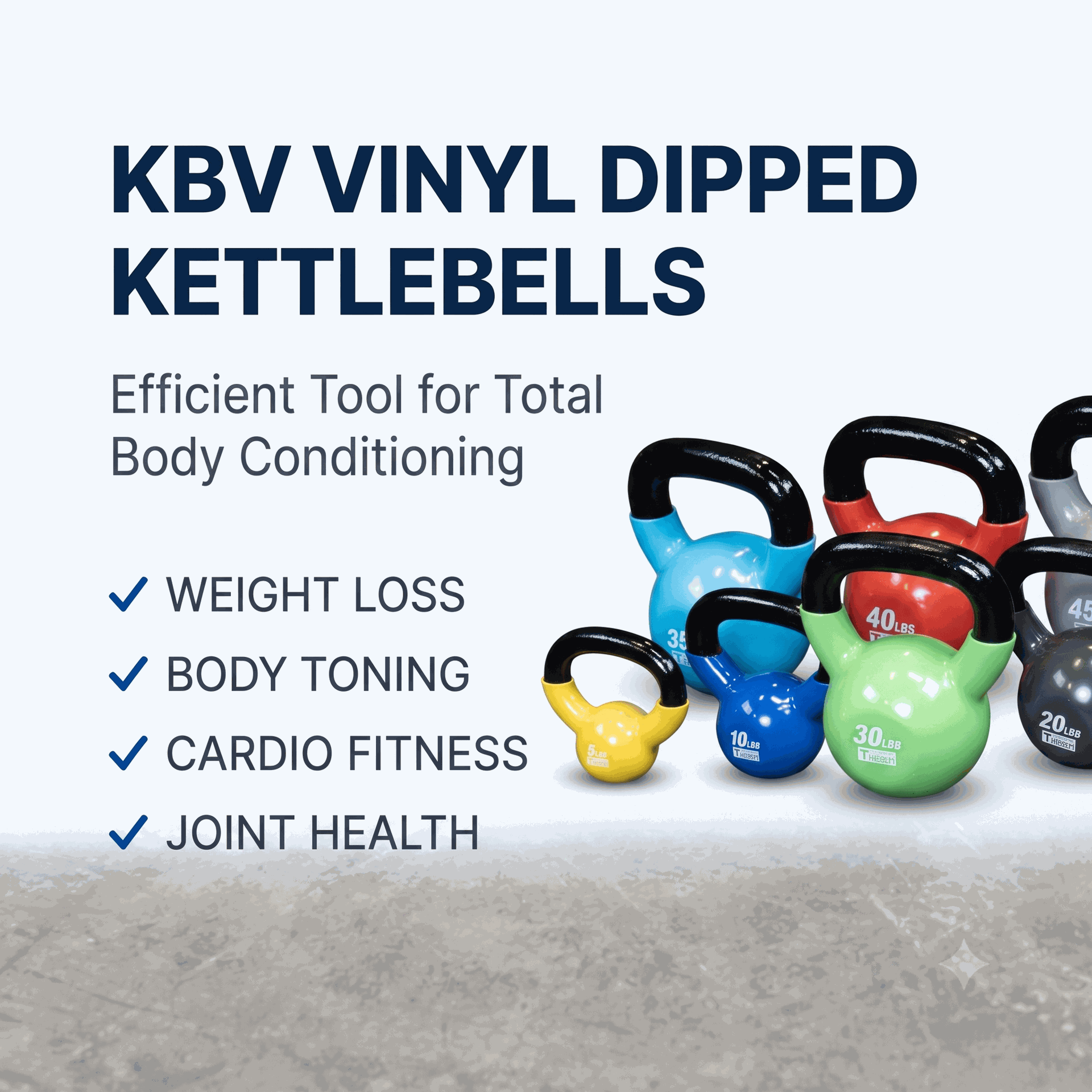 Body-Solid Vinyl Coated Kettle Bells Set 5-50