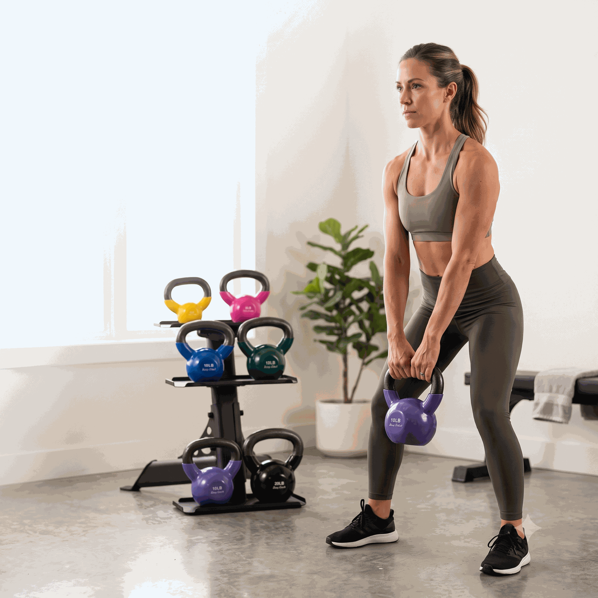 Body-Solid Vinyl Coated Kettle Bells Setwith GDKR50B, (One Each 5,8,10,12,15,20)